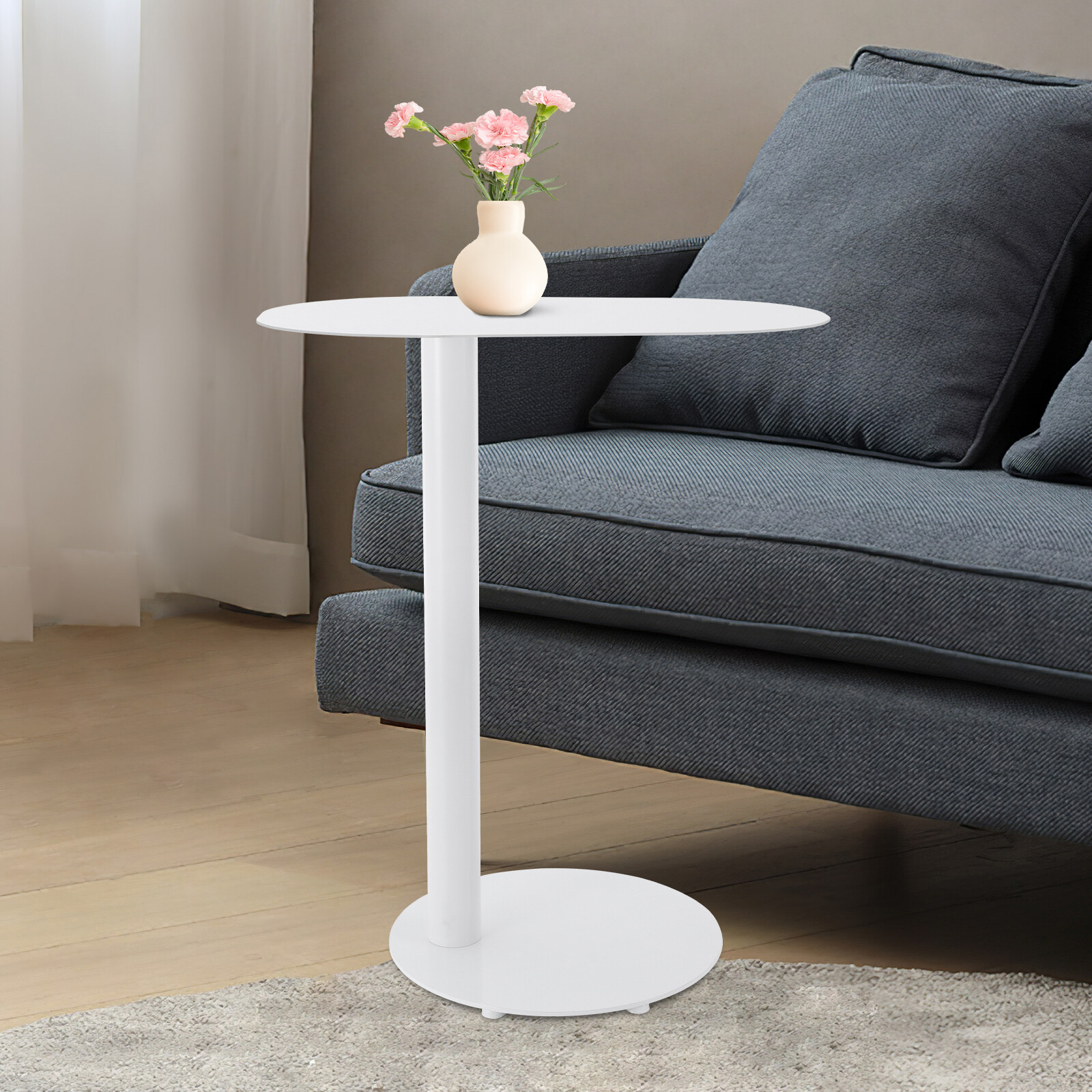 63cm C-Shaped Metal End Table Living Room Side Table Laptop Stand Coffee Table