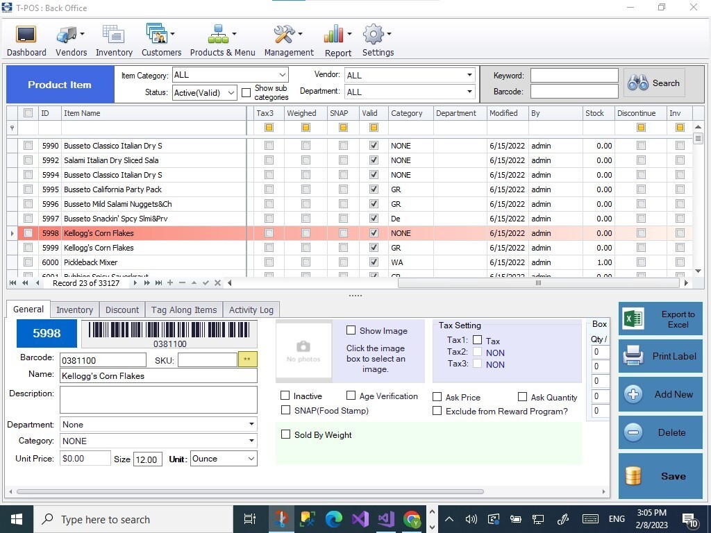 T-POS Retail Software for Demo.