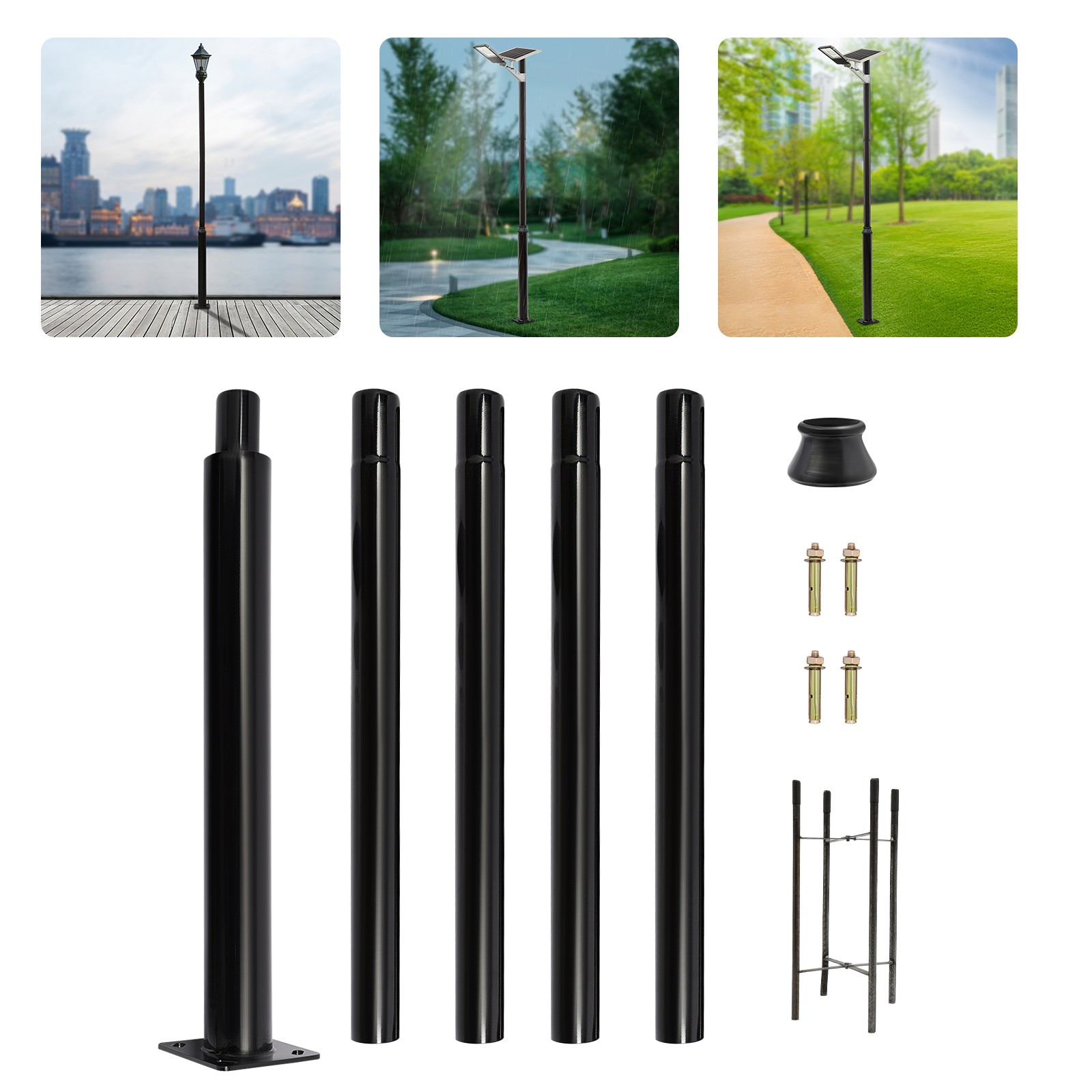 Outdoor Split Street Light Pole, Durable Iron Lamp Post for Stability