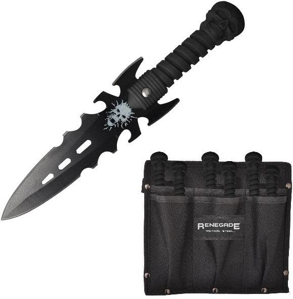 Renegade 6 Set Skull Throwers 10 cm Blade Black ABS Handle With Sheath RT125 NEW