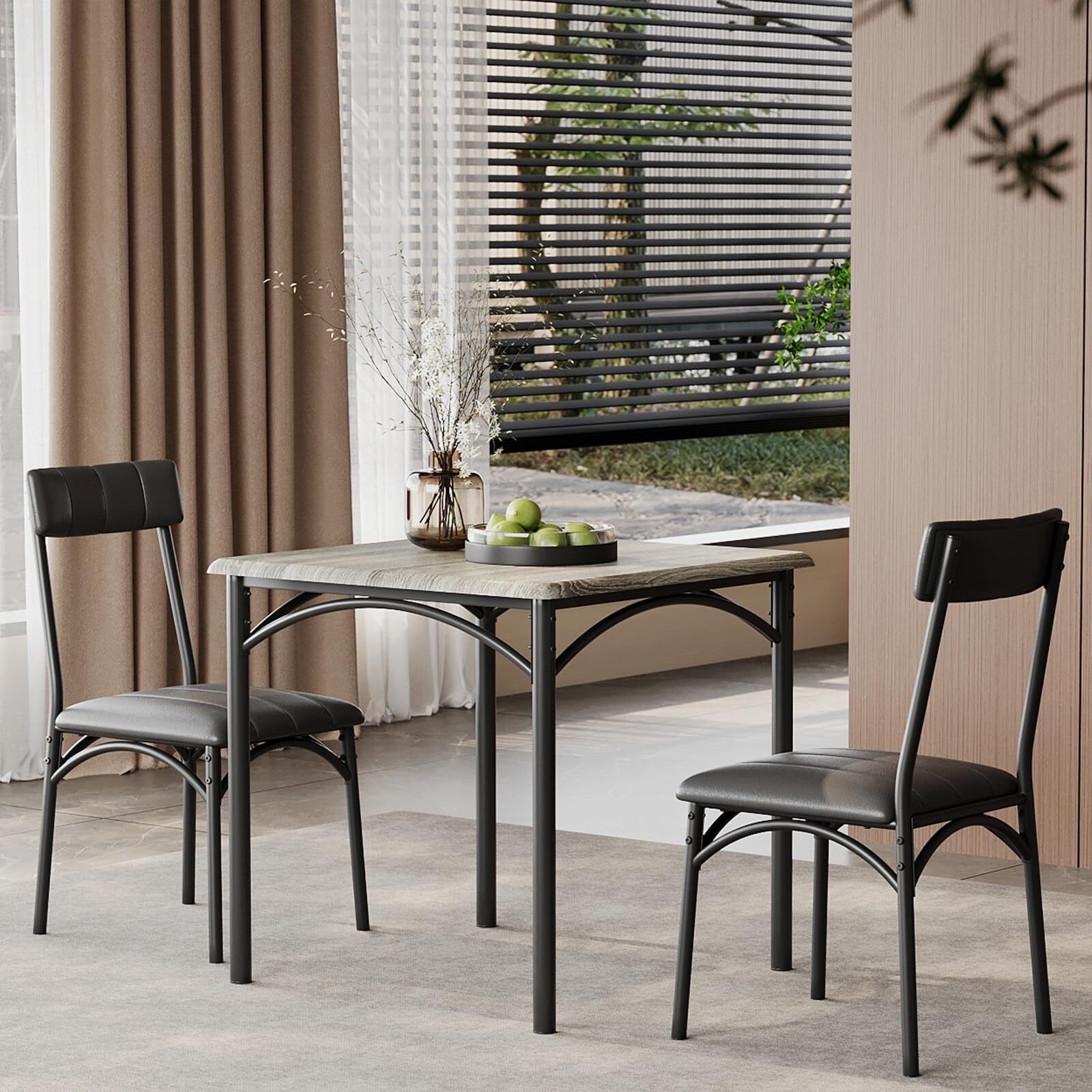🔥3-Piece Kitchen Table and Upholstered Chairs Dining Table Set for Small Space