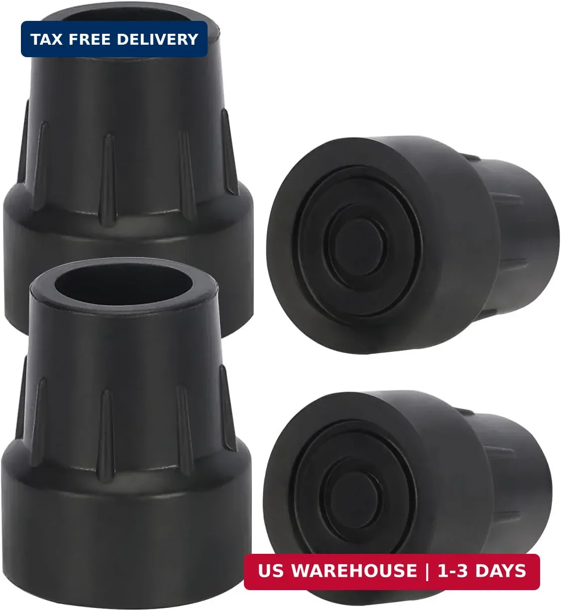 supregear Rubber Cane Tips 1" (4 X 25mm), Heavy Duty End Stoppers for Walking Ca