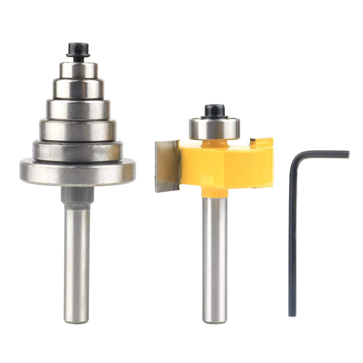 1/4 Inch Shank Rabbet Router Bit with 6 Bearings Set | 1/8", 1/4", 5/16", 3/8",