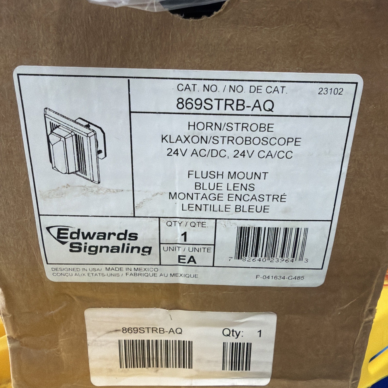 Edwards Signaling 869STRB-AQ Flush Mount Horn Strobe with Blue Lens
