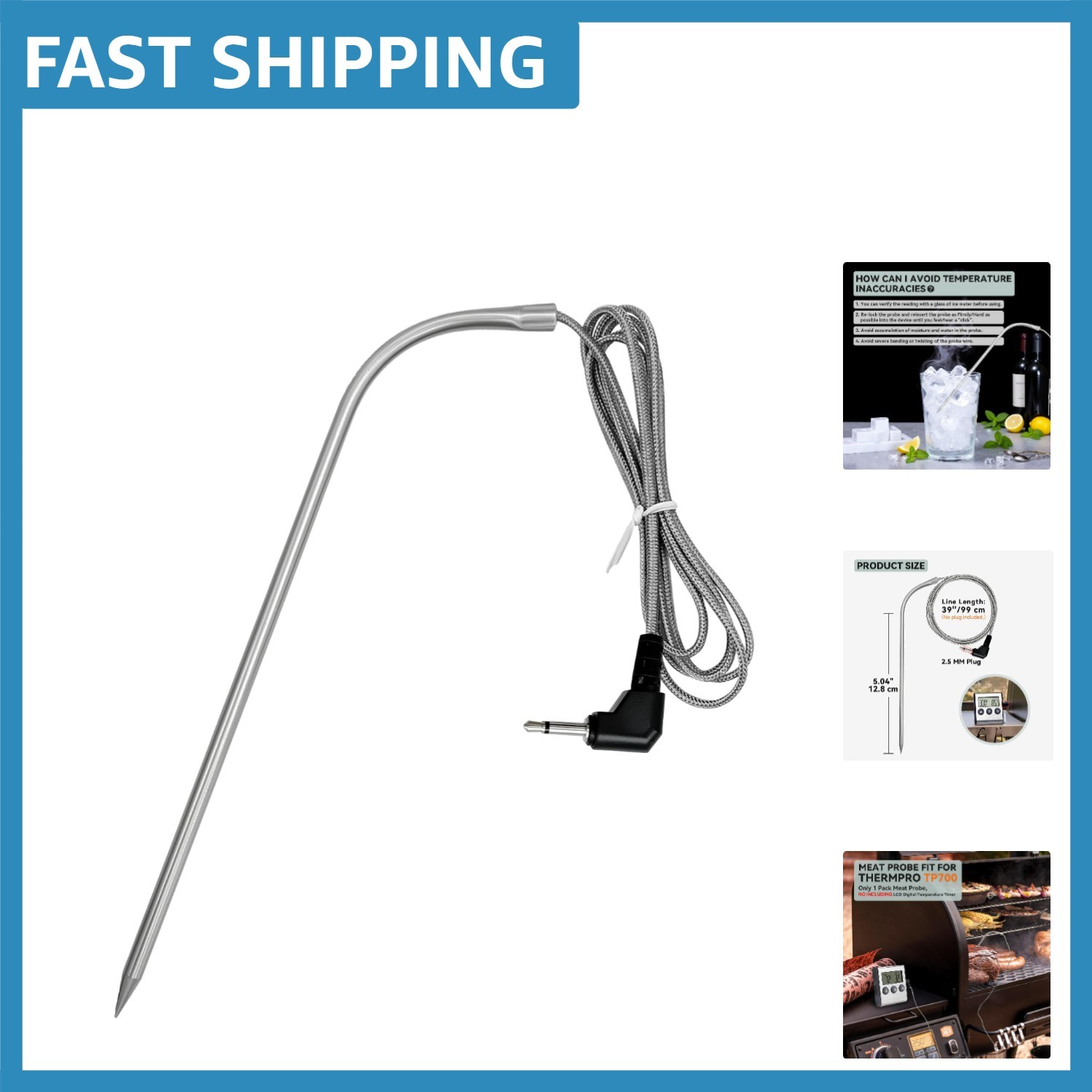 Stainless Steel Probe Thermometer for TP700 Grill - Waterproof and Easy to Use