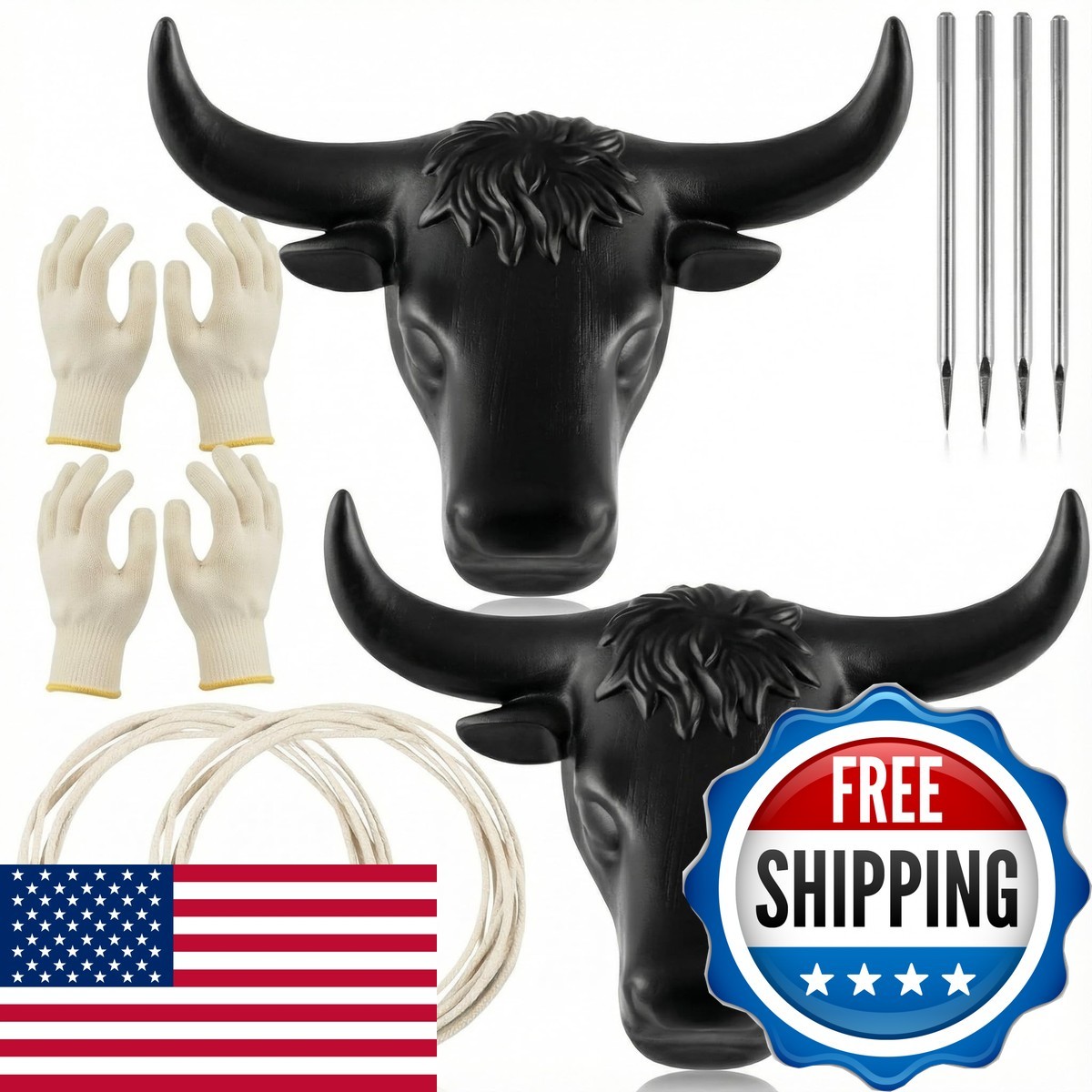 Crowye 2 Sets Small Roping Dummy Plastic Junior Steer Head Dummy Set Horn