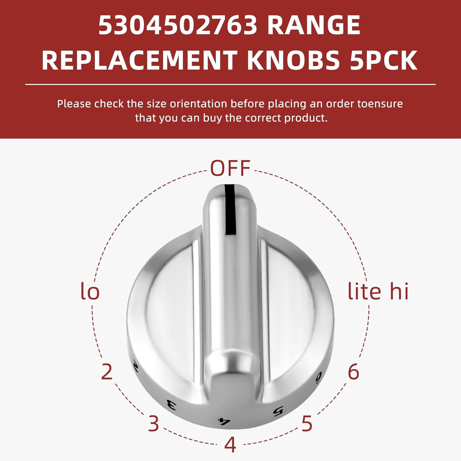 NEW 5 Pcs Burner Knob ( Plastic ) Compatible with Frigidaire Range 5304502763
