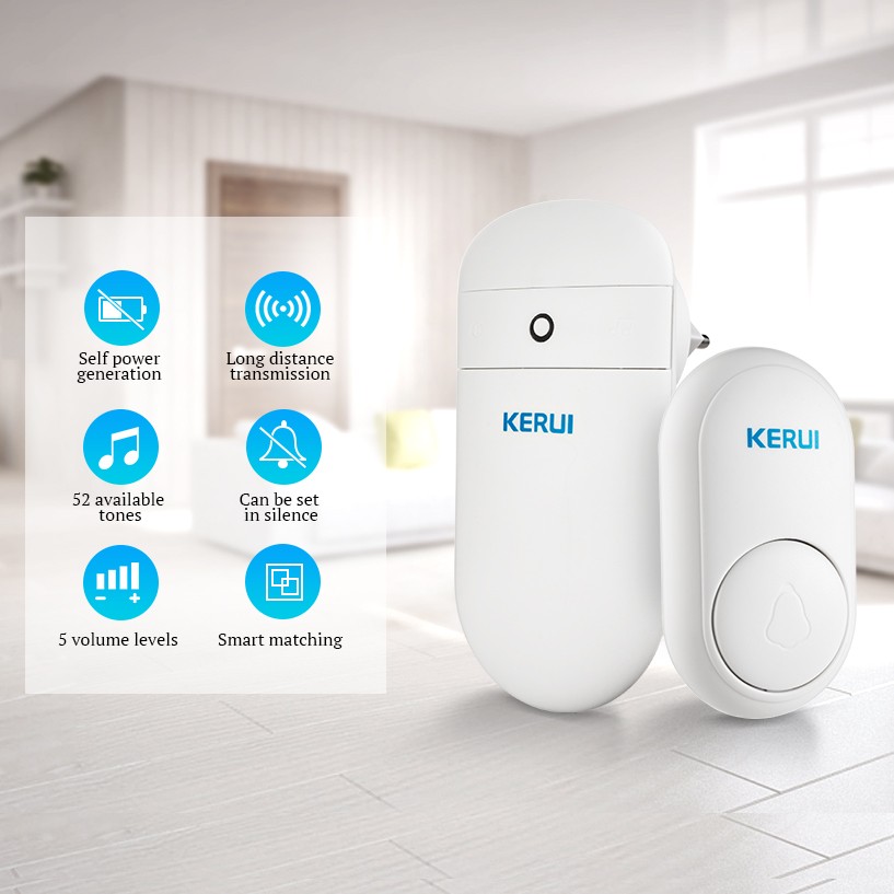 No Batteries Needed Wireless Security Doorbell 330Ft Coverage 52 Pleasant Chimes