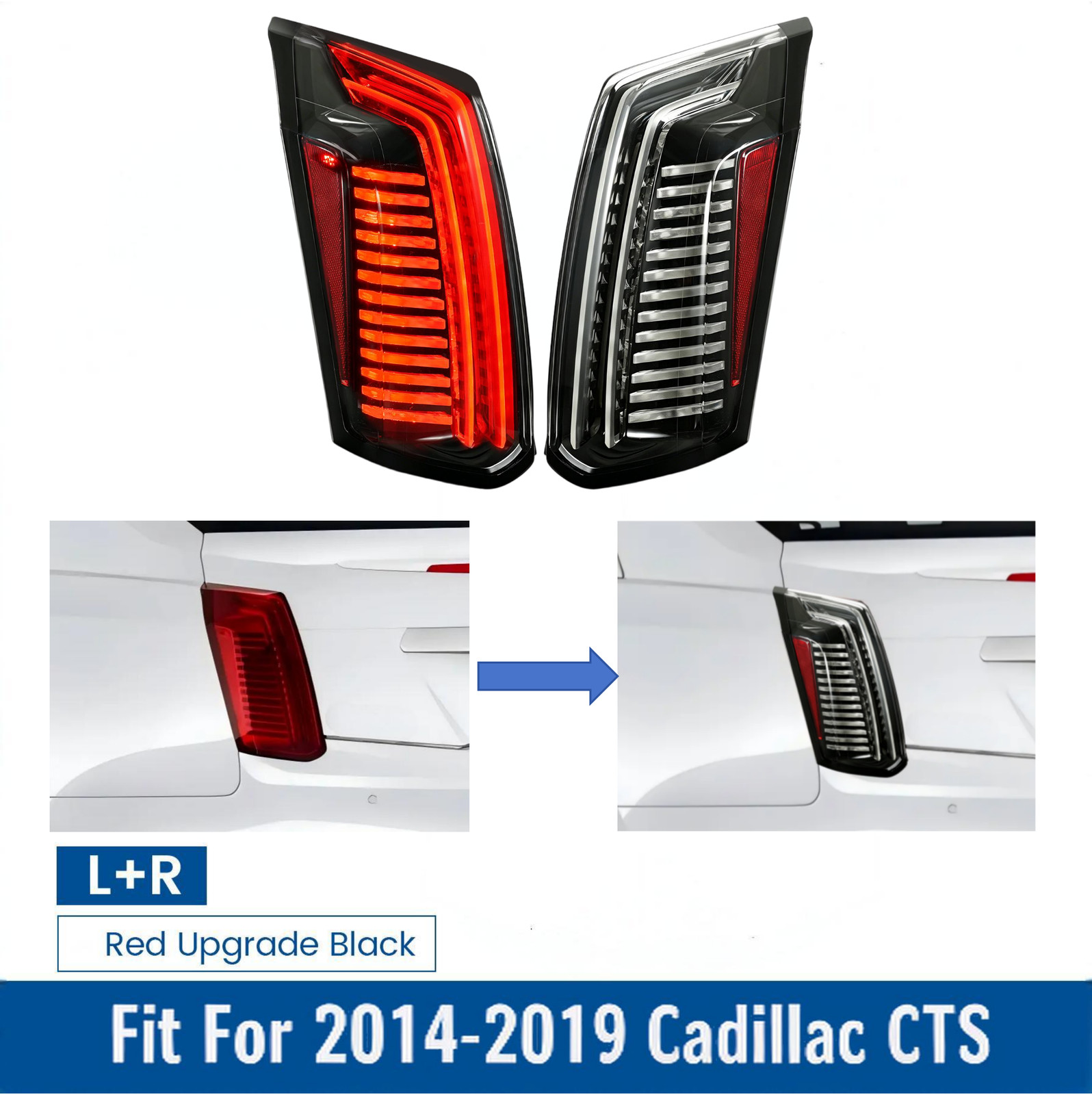 LED Tail Light For 2014-2016-2019 Cadillac CTS Clear Black Housing Right Left