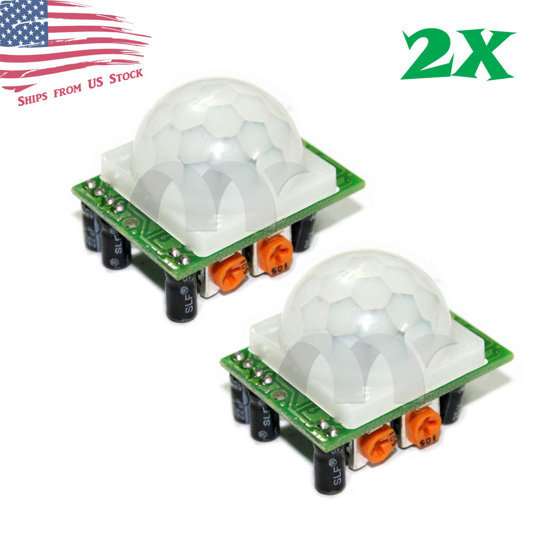 2 Pcs HC-SR501 PIR Motion Detector Sensor Module Infrared Arduino ESP32 Rasp Pi