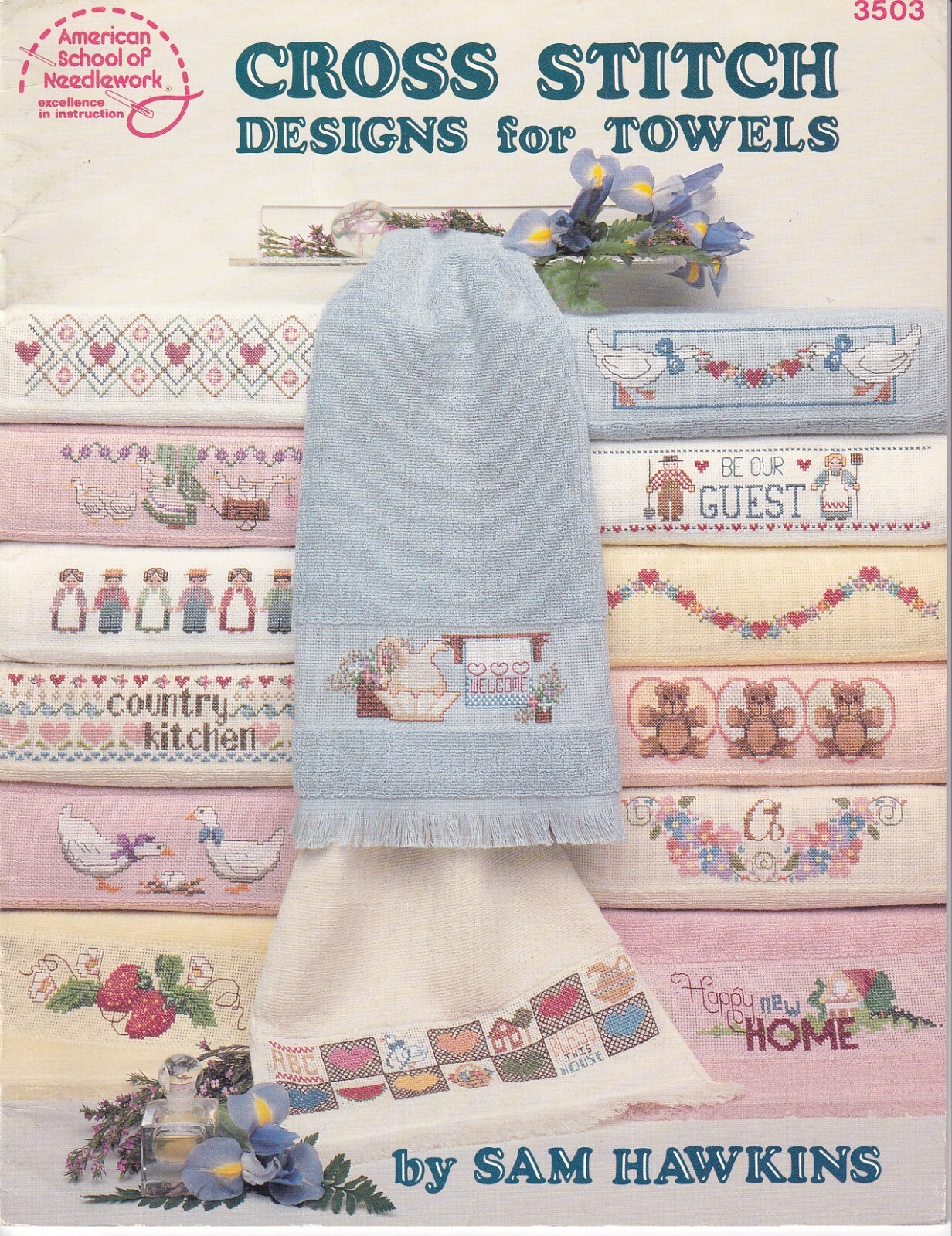 Cross Stitch DESIGNS FOR TOWELS Sam Hawkins American School Needlework Booklet