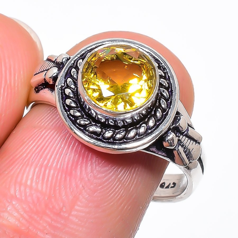 Yellow Citrine Gemstone Handmade 925 Sterling Silver All Size Ring For Gift
