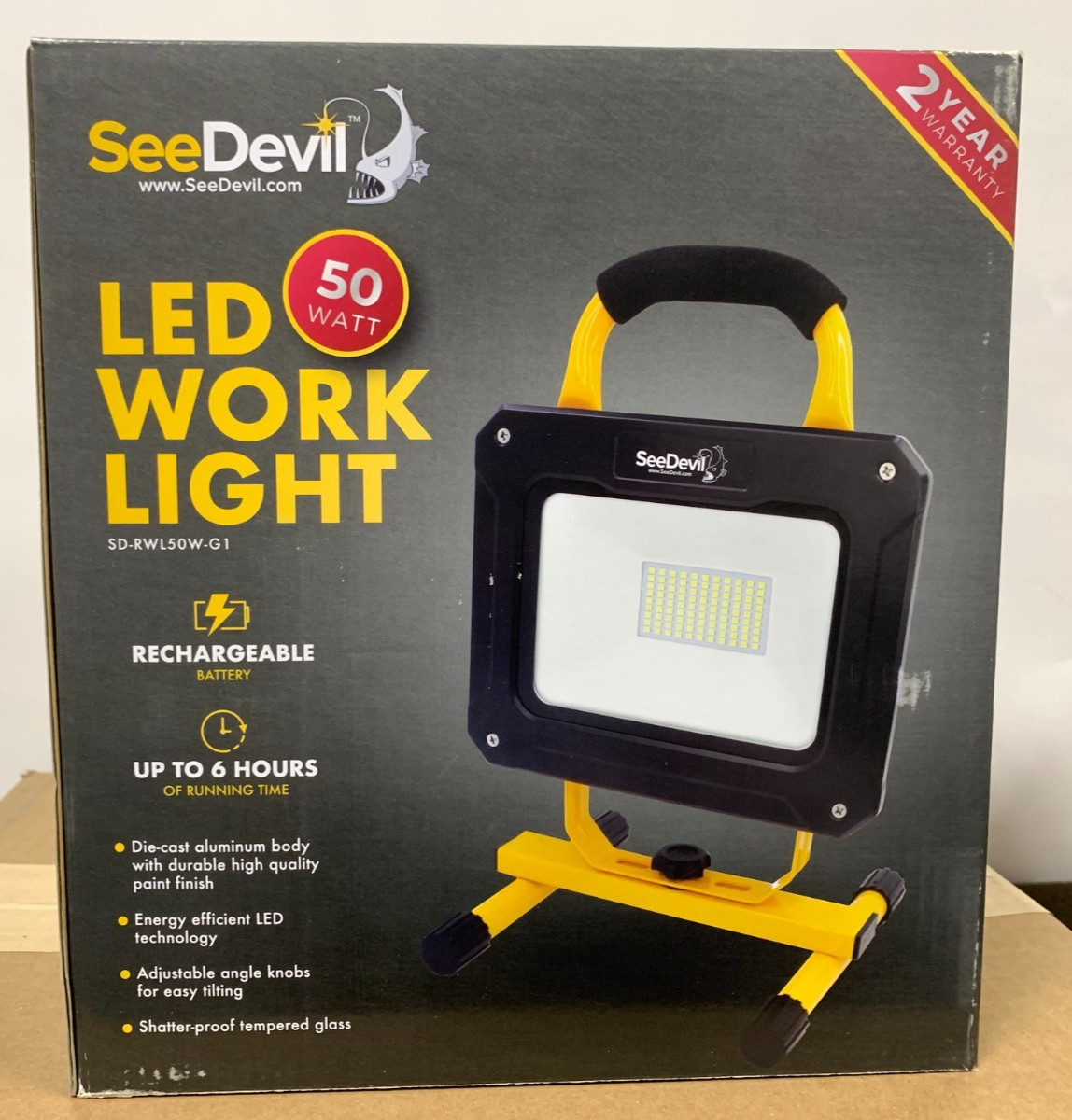 SeeDevil SD-RWL50W-G1 Rechargeable 5,000 Lumen LED Work Light 50 Watt