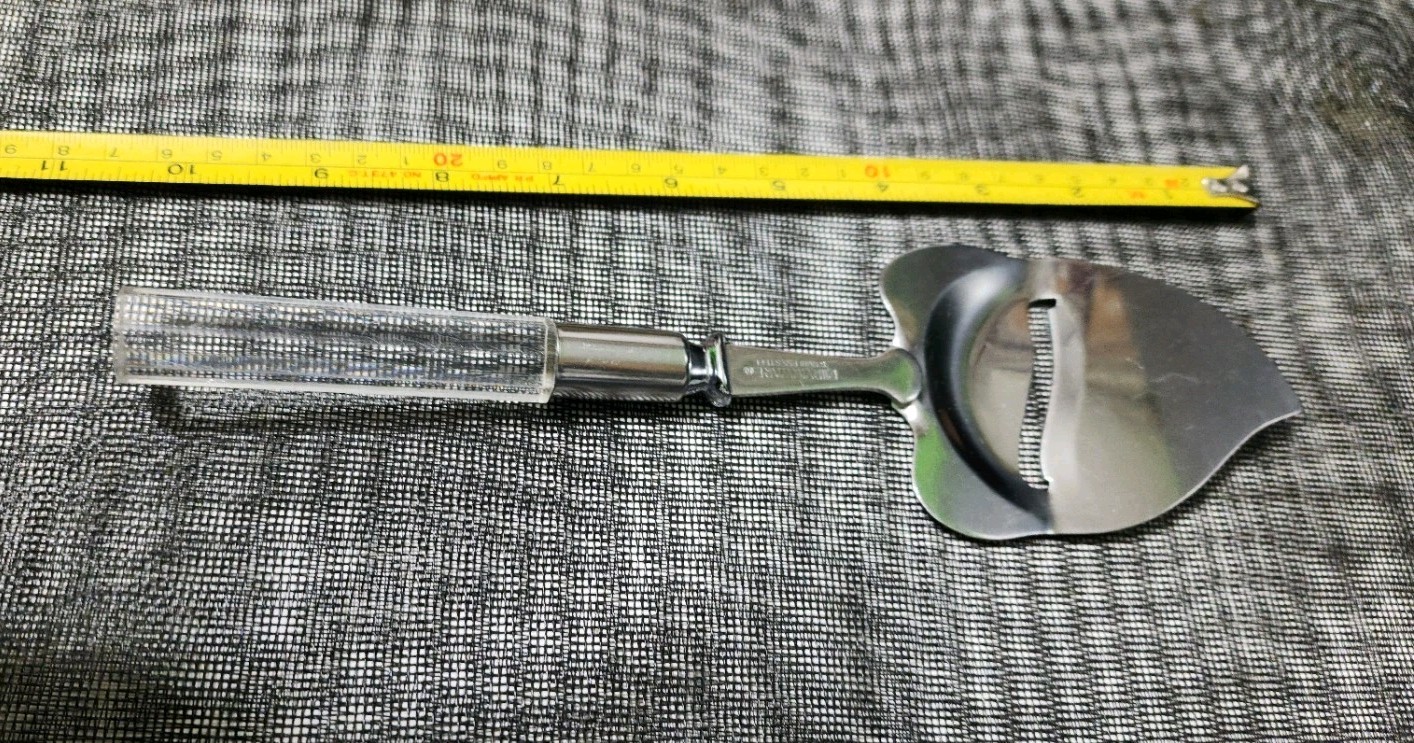 IRVINEWAR VINTAGE CLEAR LUCITE HANDLED STAINLESS STEEL CHEESE🧀 PLANE / SERVER