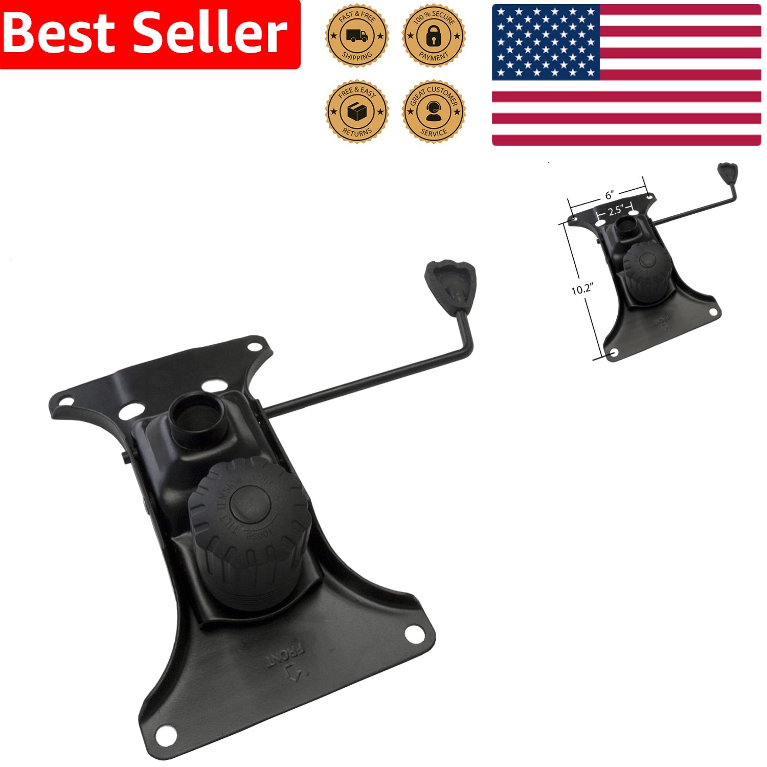 Durable Office Chair Tilt Lock Mechanism Alloy Steel Single Lever Black