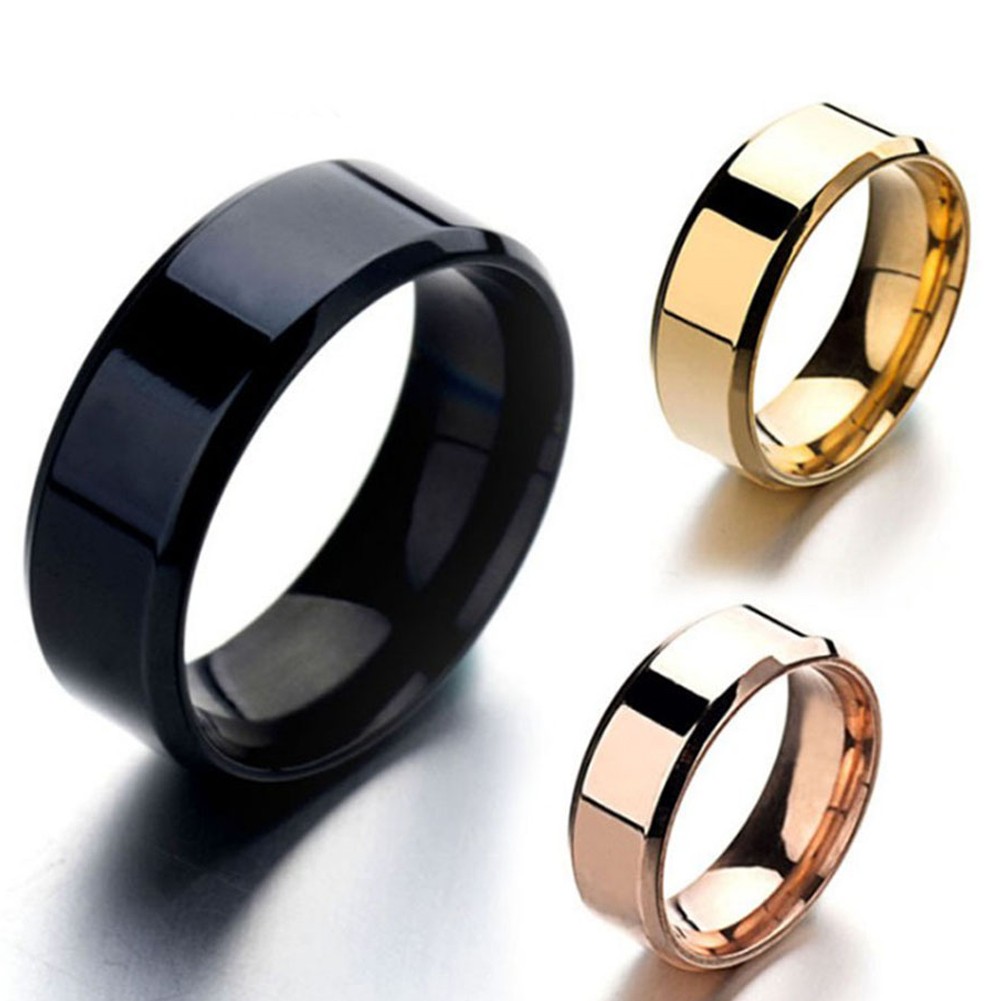 Round Shaped Smooth Surface Classic 8mm Stainless Steel Ring Engagement Ring ∂