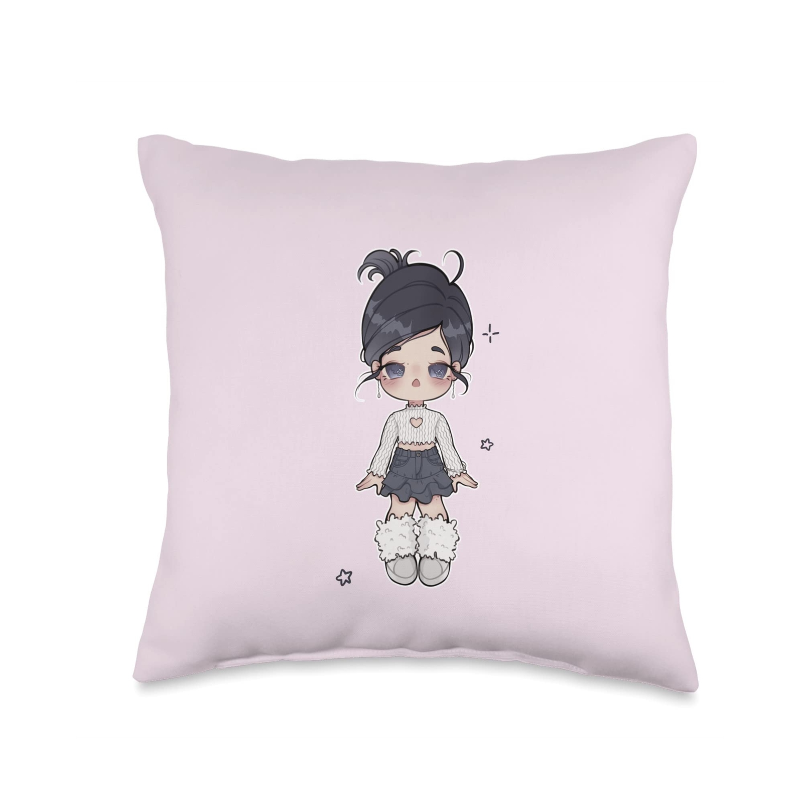 A Chibi Coquette Girl Throw Pillow