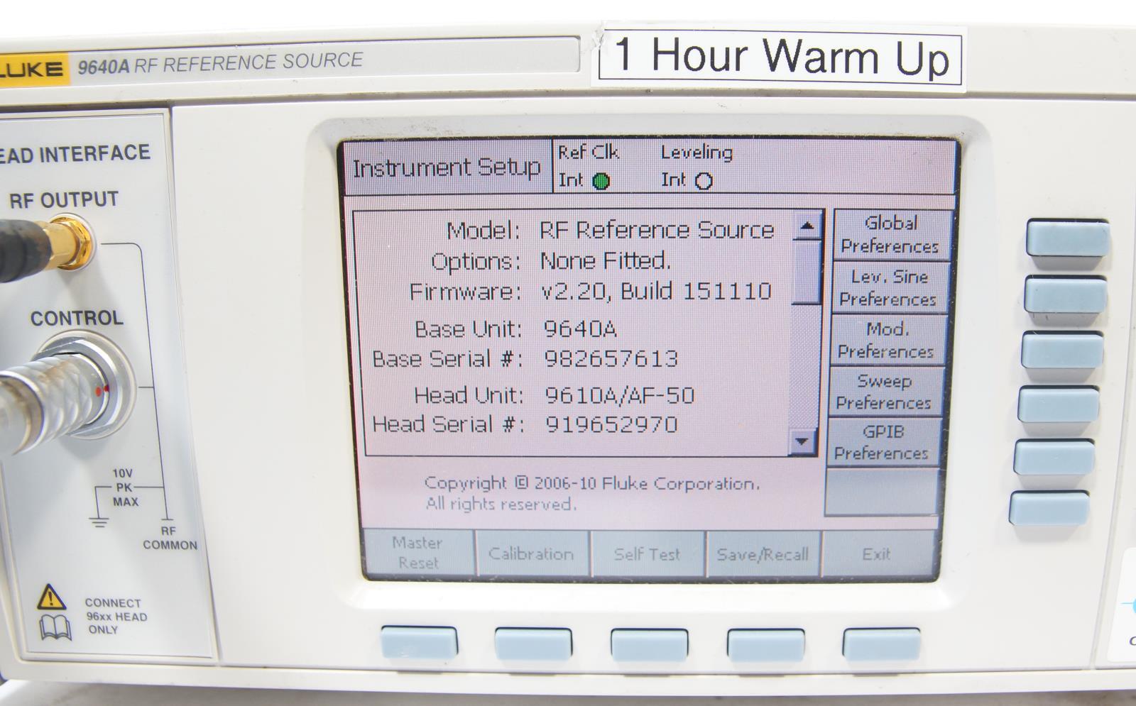 Fluke 9640A RF Reference Source 10Hz to 4GHz