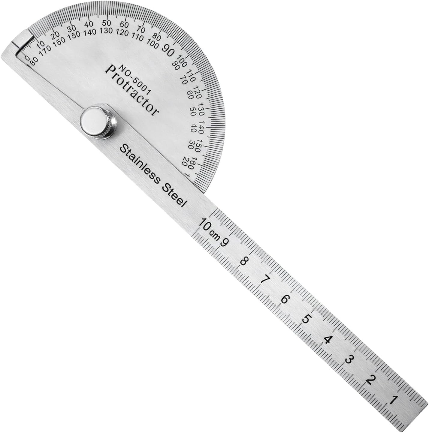 Compact 10cm Stainless Steel Angle Protractor - Ideal for Craftsmen & Students