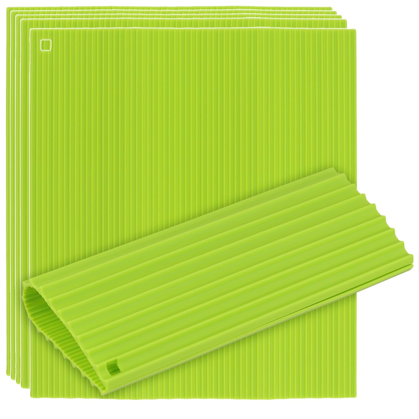 SINJEUN 6 Pack Silicone Sushi Rolling Mat, 8.7 X 7.9 Inches, Green