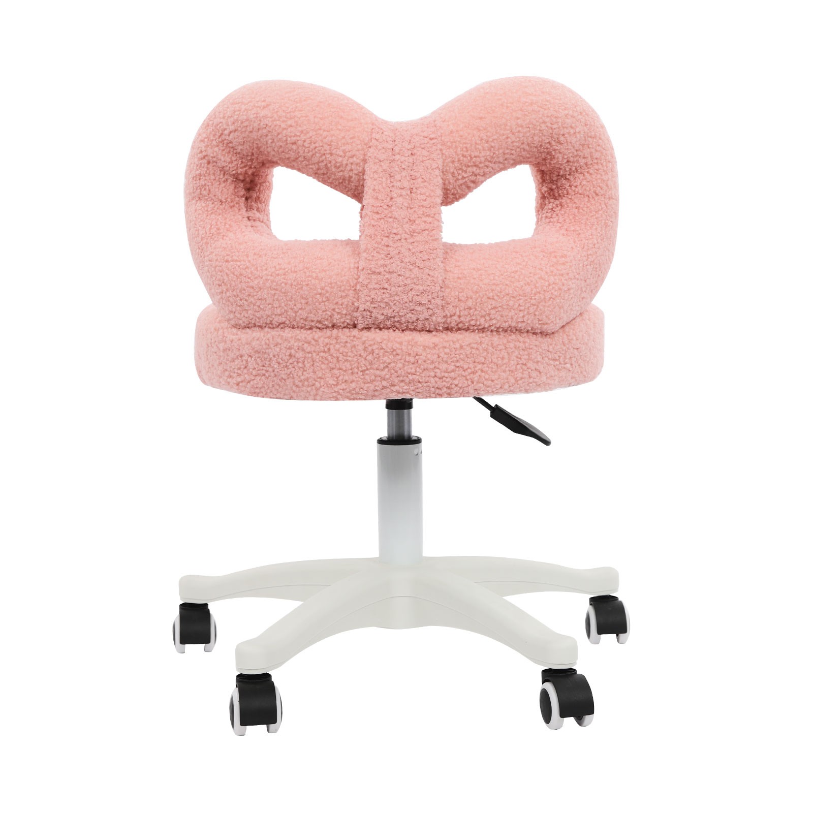 Cute Bow Backrest Chair, Roller Chair, Make-up Chair PU, Lambswool and Sponge