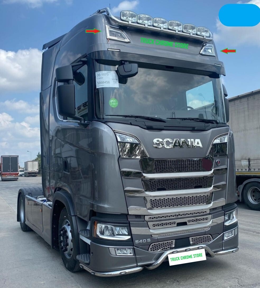 For   Scania  NG  Topline  TOP FOG FRAME CHROME     S.Steel  1 SET.   (Big Size)