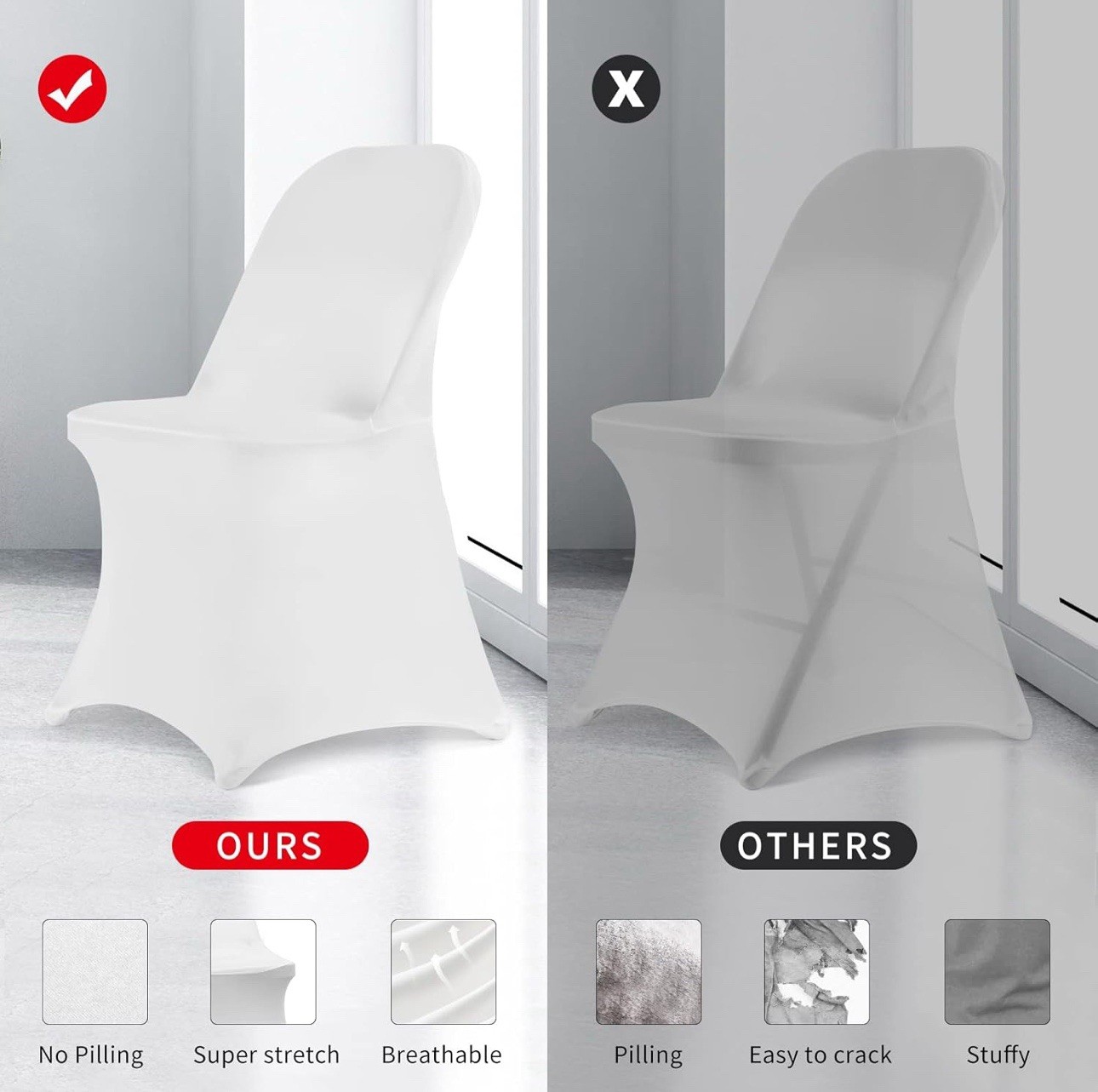 HAINARverS 30pc Stretch Spandex Folding Chair Covers Universal , White NEW