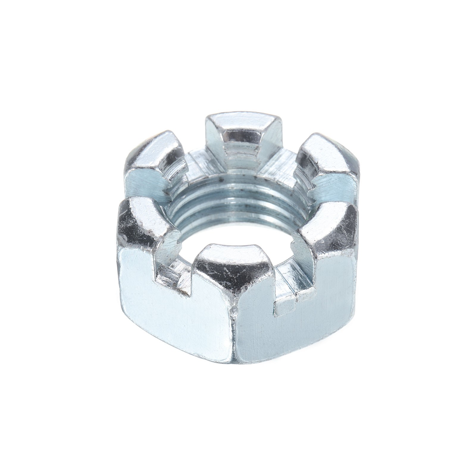 1"-8 Hexagon Slotted Nut, Grade 6.8 Carbon Steel Hex Nuts, Silver, 1Pcs
