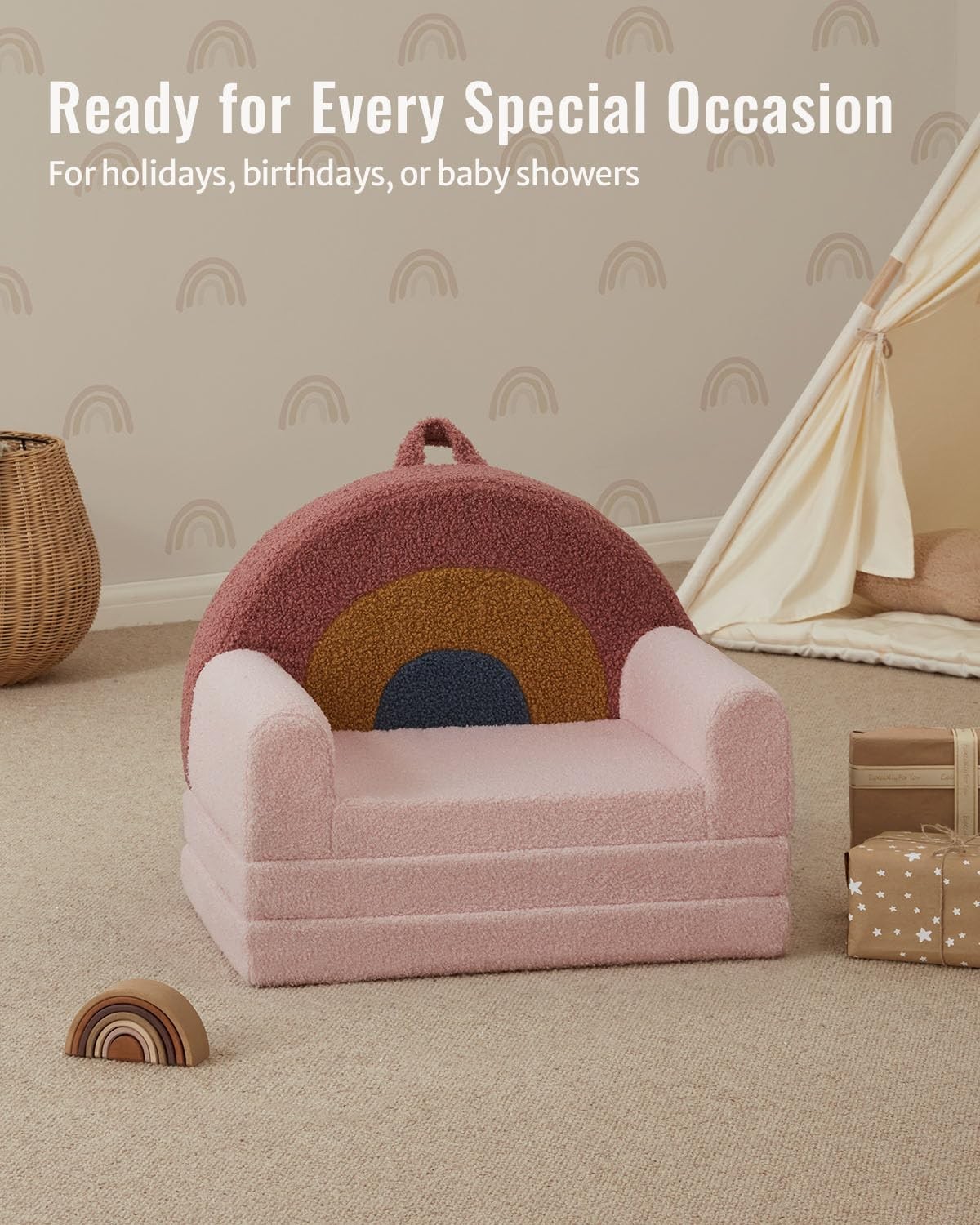 Blissful Diary Foldable Toddler Couch, 2-in-1 Comfy Toddler Chair & Lounger for