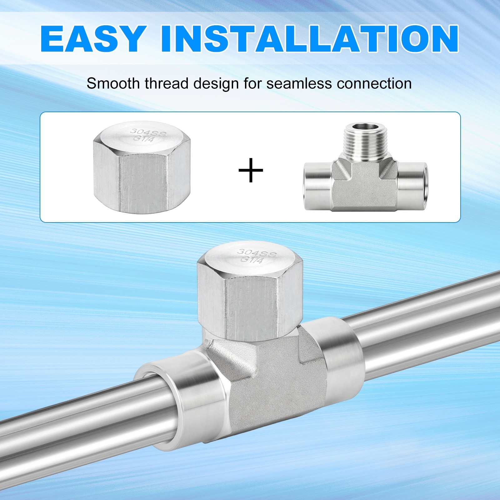 2-Pack Hex End Cap, 1/4 Inch g Female Thread Pipe Fitting