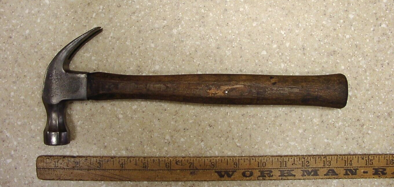 Vintage Stanley 100 Plus Curved Claw Hammer,1lb.5.1oz.,5-1/8" Head,FAIR,L@@K!