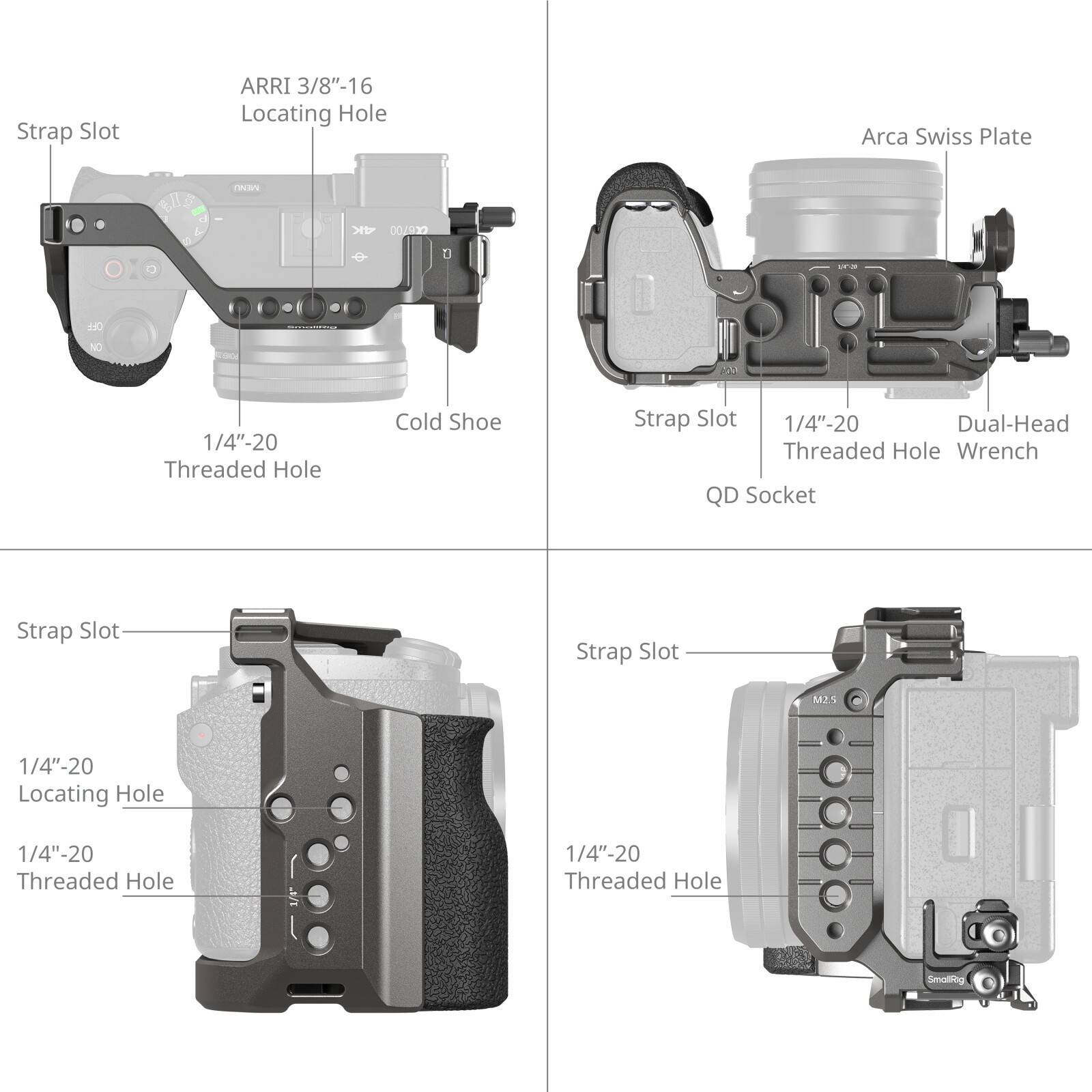 SmallRig A6700 HawkLock Quick Release Cage Kit for Sony Alpha 6700 Camera