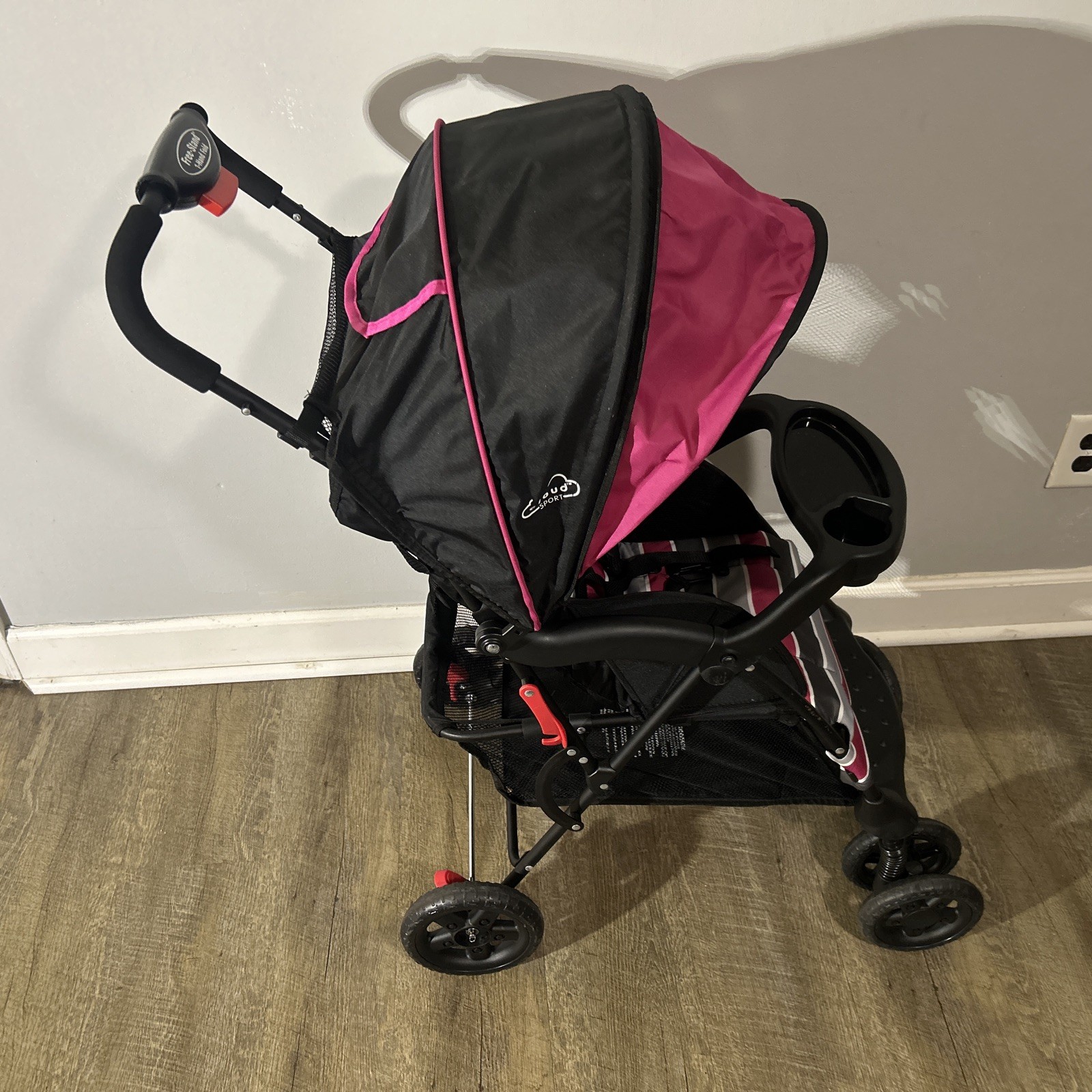 Lightweight Stroller Pushchair Baby Seat Storage Basket Compact Travel Girl Pink