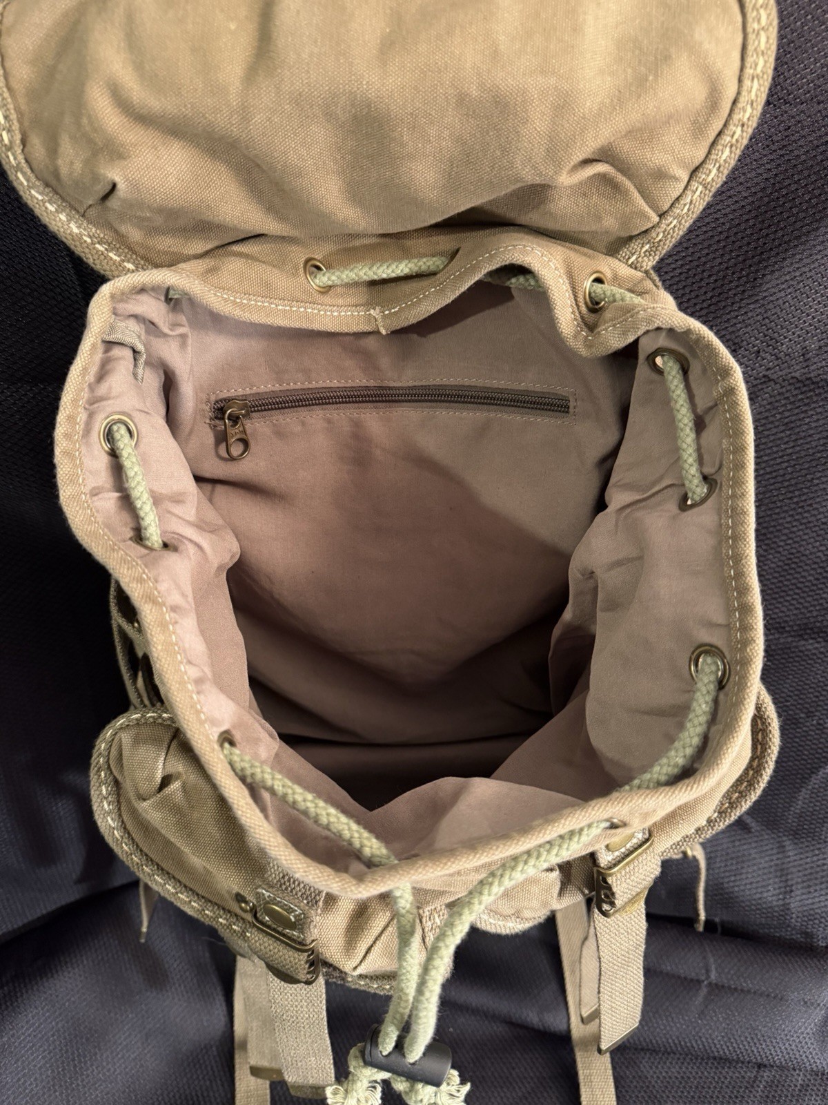 Military Canvas Ruck Backpack | Multiple Pockets | Adjustable Straps | Tan | New