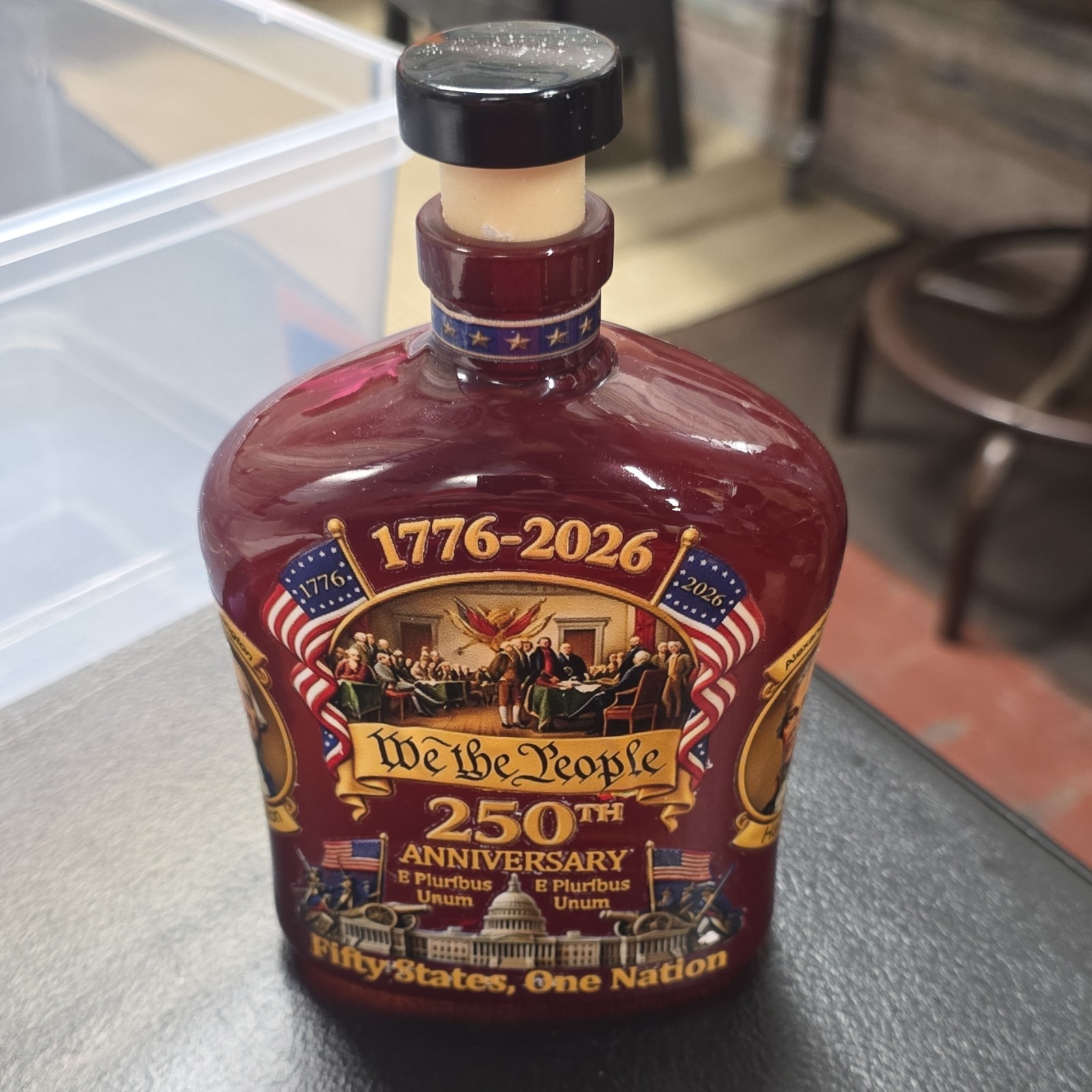 We the People 250th Anniversary Commemorative Brown Liquor Bottle 1776-2026