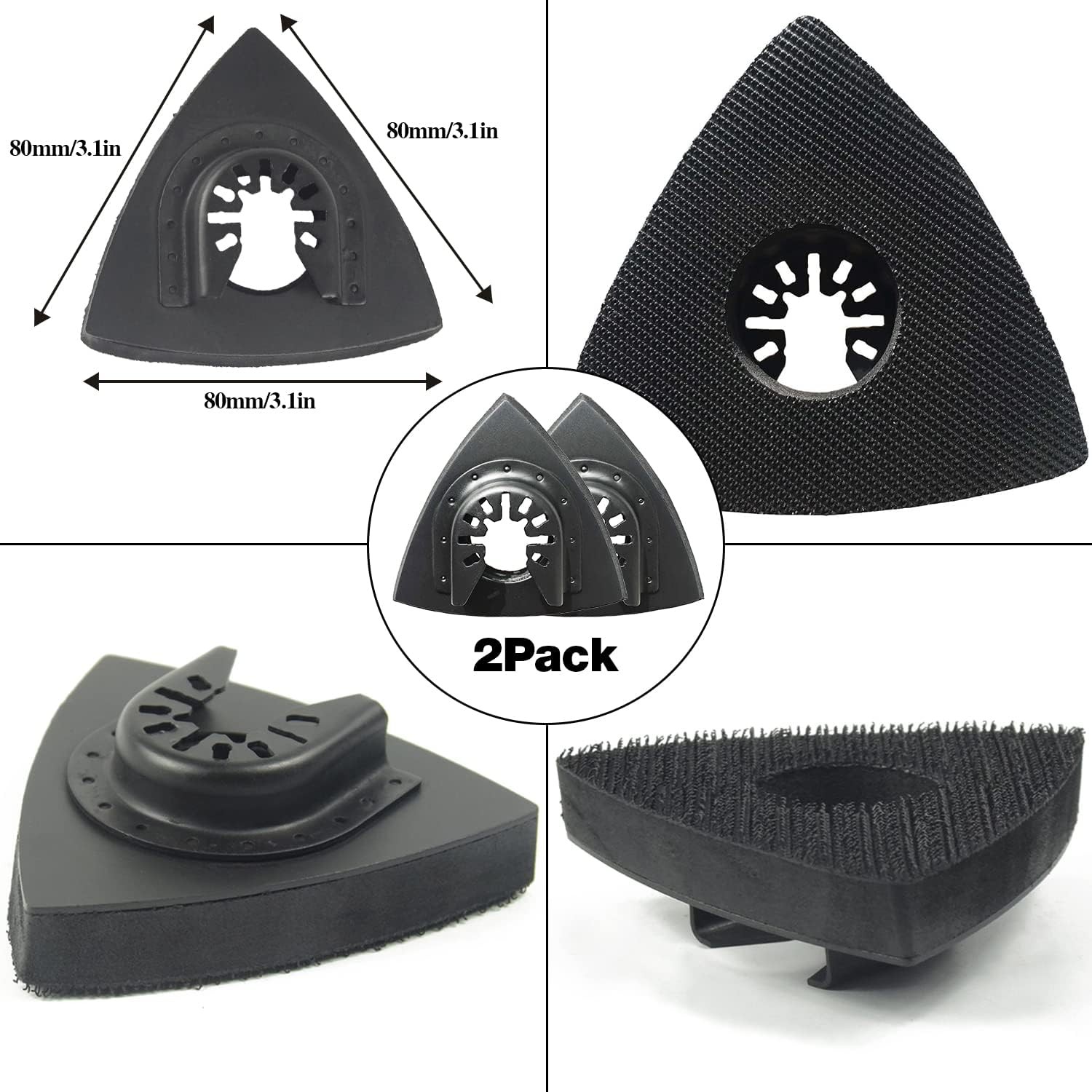 104Pcs Oscillating Multitool Sanding Pads Quick Release Sand 80mmx80mmx80mm