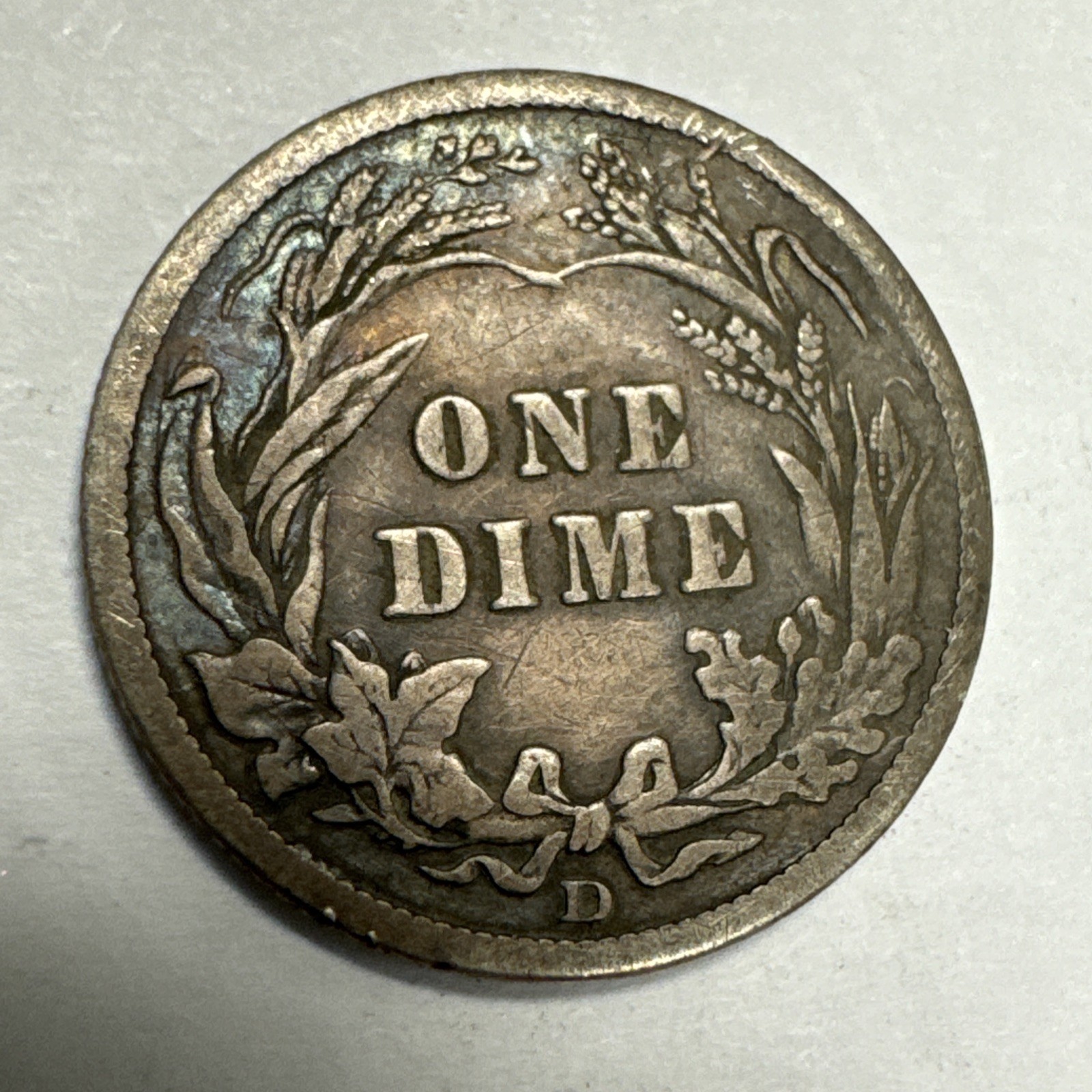 1911-D Barber Silver Dime VF Details Scratched