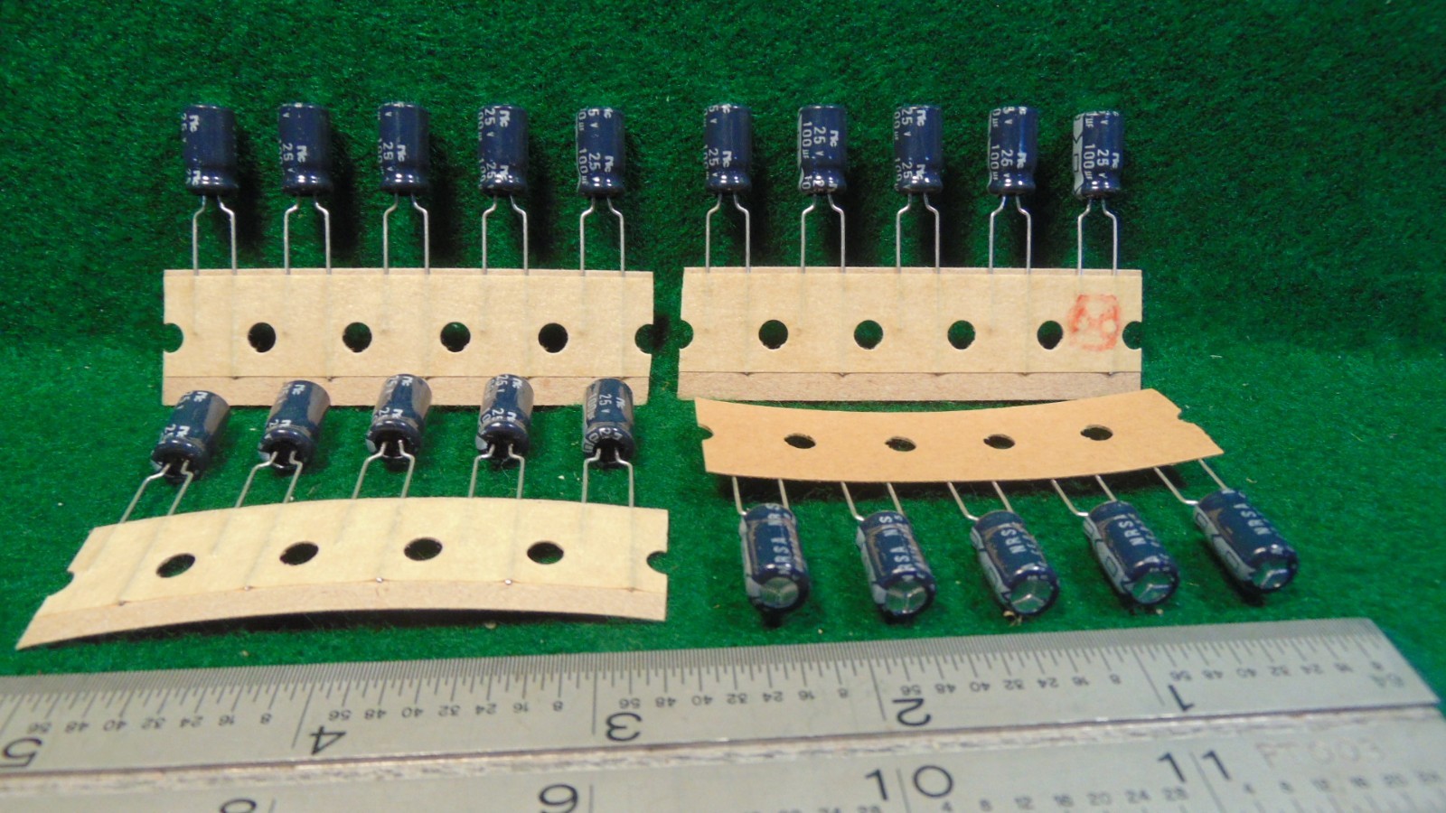 (20) NIPPON 100uf 20% 25 WV Radial Lead Electrolytic Capacitors NOS