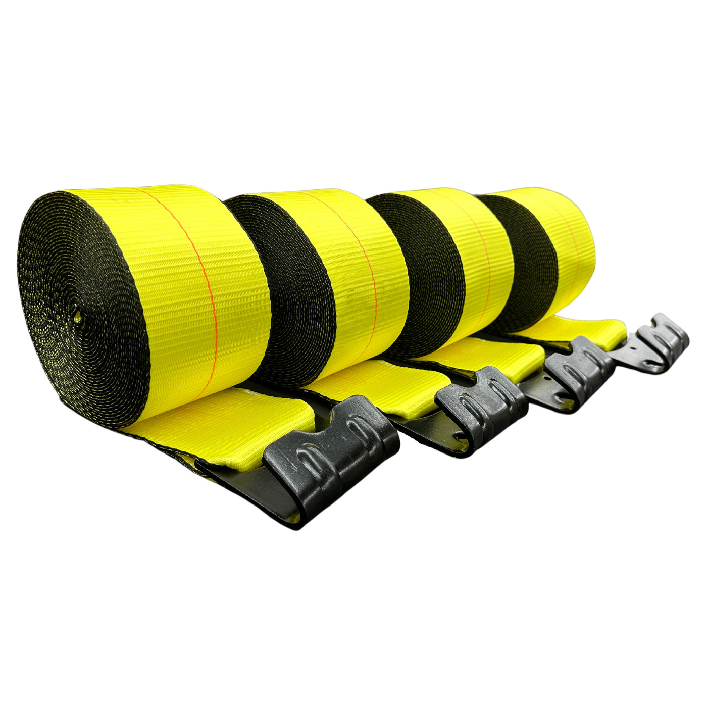 4-Pack 4" x 30' Winch Straps - 5400LB WLL - Falcon Cargo, Flat Hooks, Heavy Duty