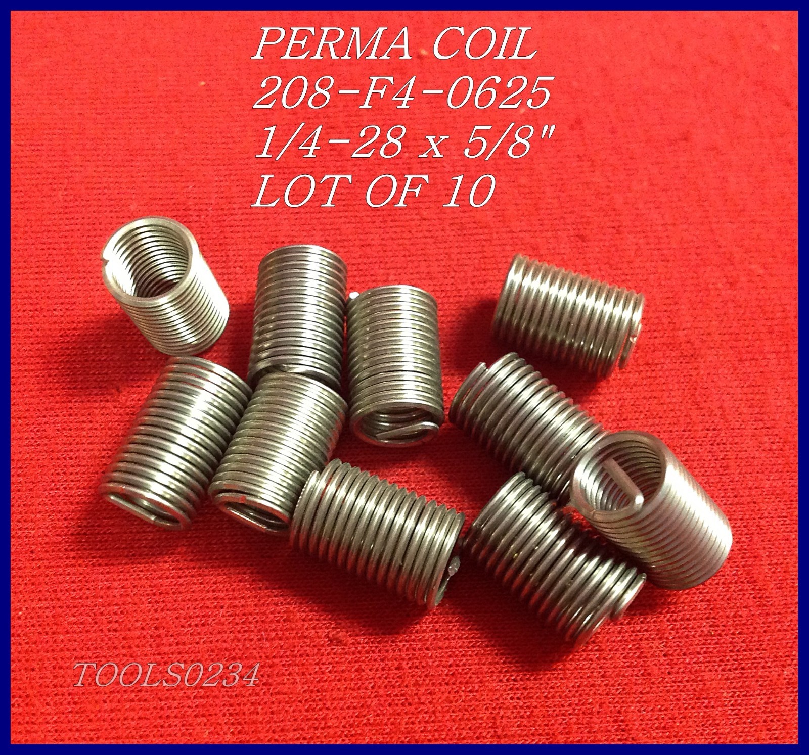208-F4-0625 1/4-28 X 5/8 Thread Repair Insert LOT OF 10 FIts Heli Perma Coil