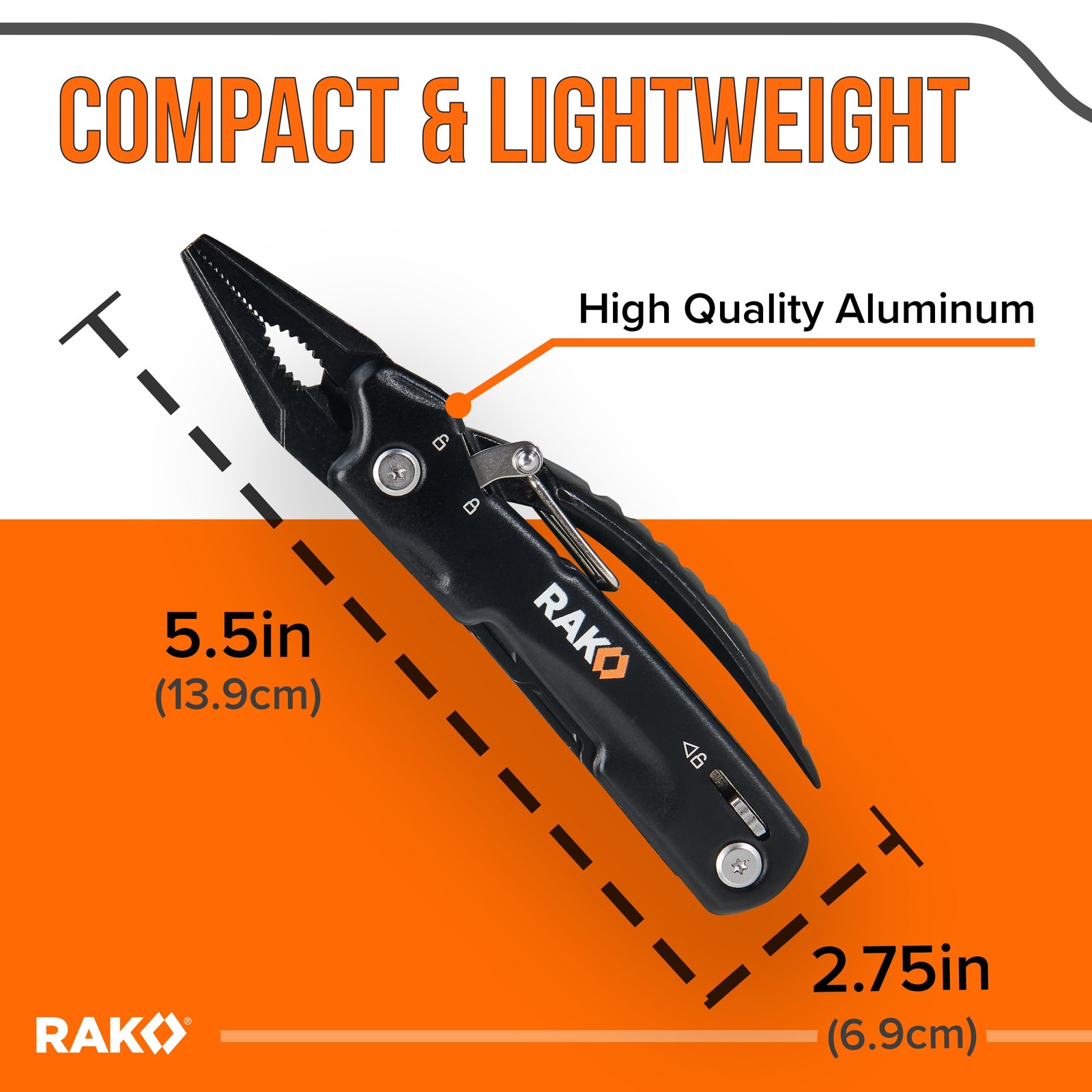 RAK Pro Tools Pliers Multitool - Cool Unique Pocket Size (1 count), Black