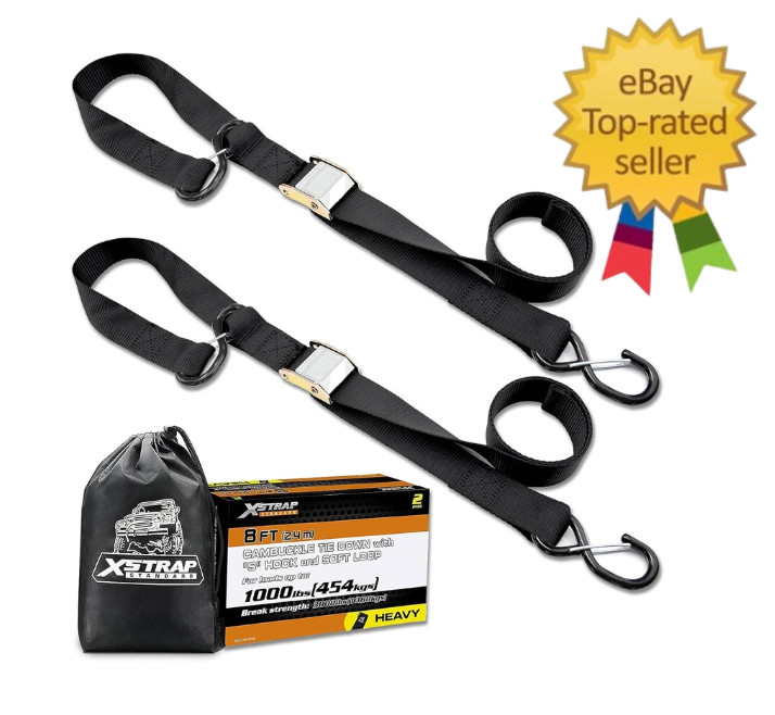Motorcycle Tie Down Straps (2 Pack) 3,000lb Break Strength, 1.5 in X 8FT Heavy-D
