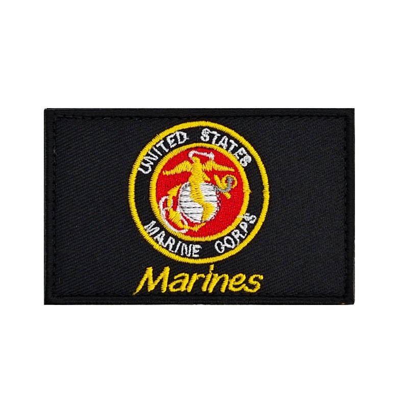 USMC Black  Embroidered Patch Tactical Morale Patch Hook and Loop