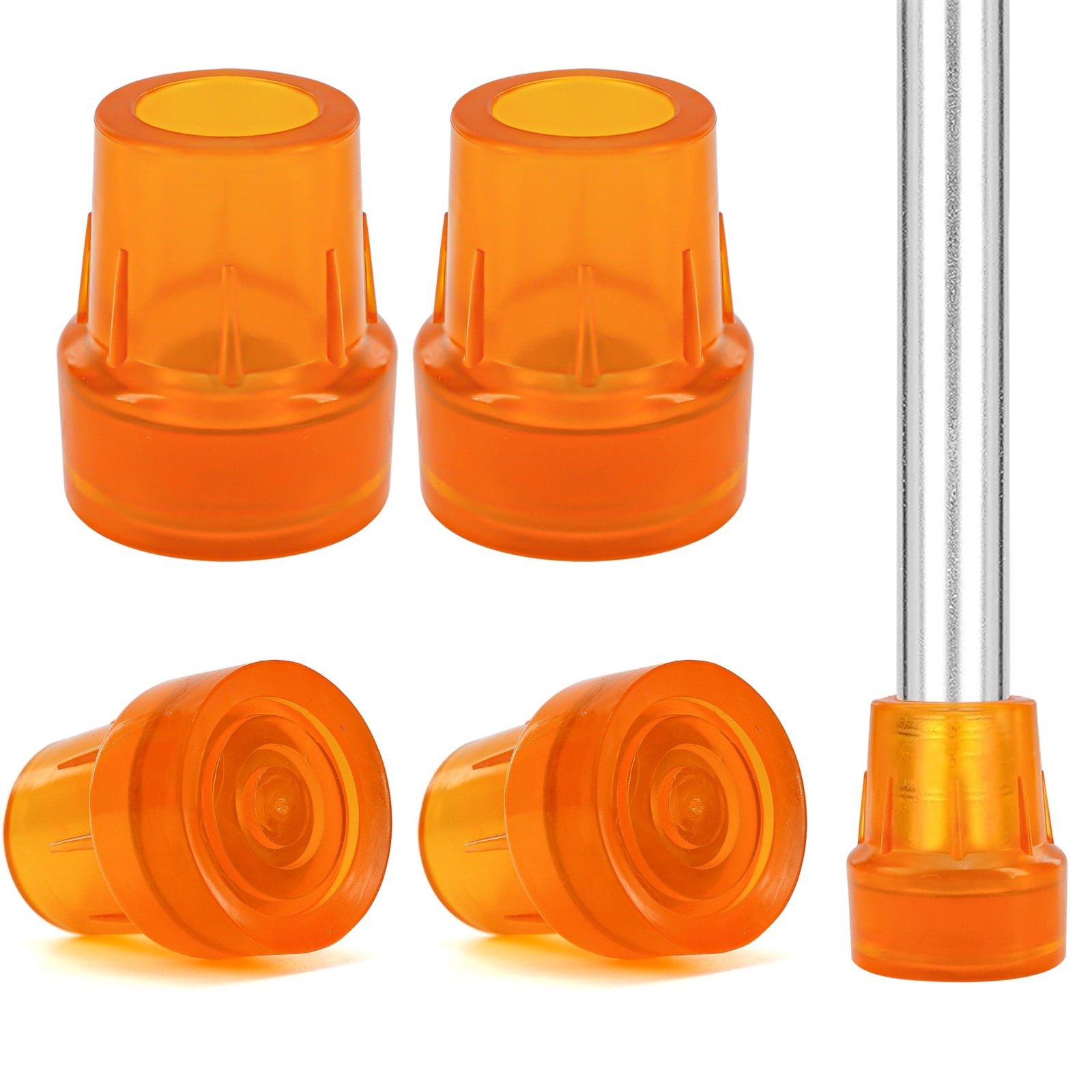 4 Pcs Rubber Walking Cane Tips 1 Inch, Non-Slip Foot Stoppers for Crutches, W...