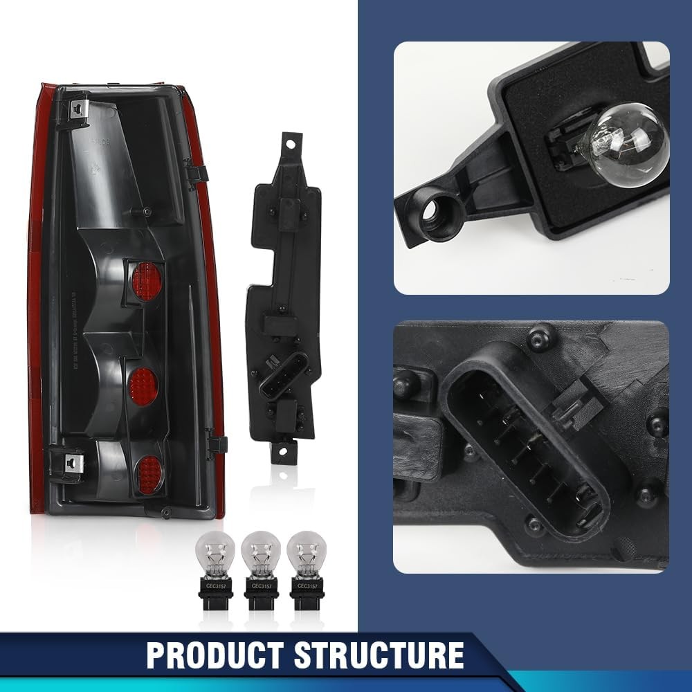 PIT66 Tail Lights Assembly w/Connector Circuit Compatible with 1988-1999 Chevy G