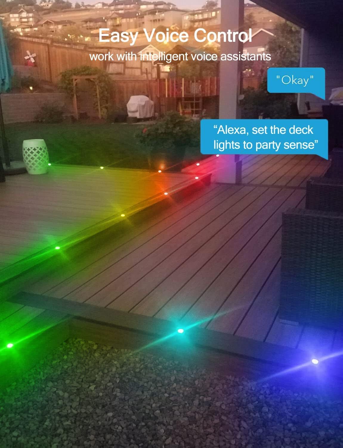 30Pack 1.22" Low Voltage WiFi RGBW+IC Dynamic Recessed LED Deck Light Waterproof