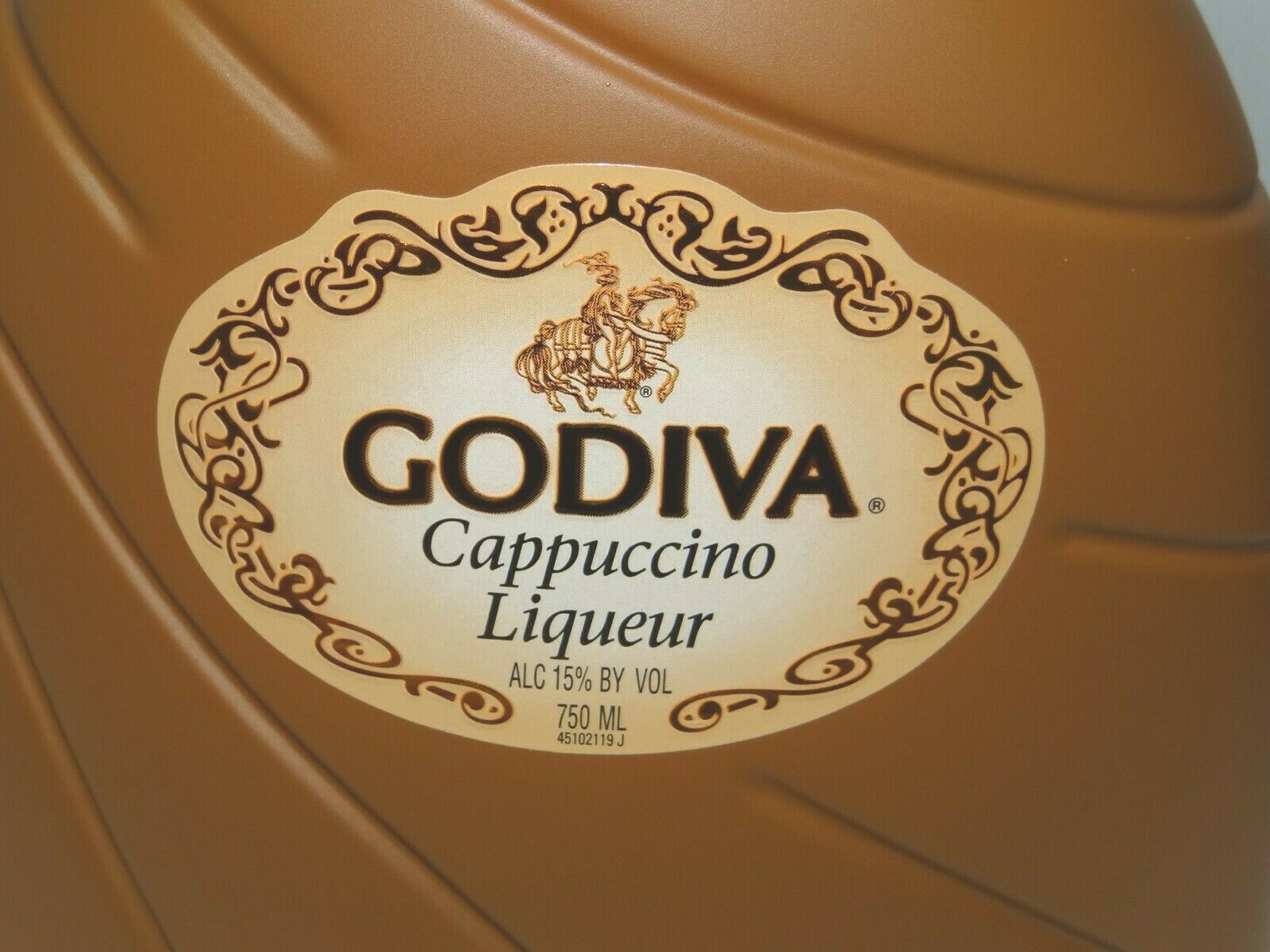 GODIVA Cappuccino Liqueur Empty 750ml Bottle Embossed Glass Bottle Empty