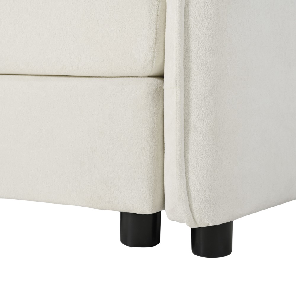 Modern Beige Chenille Armchair w/ Pillow for Living Room, Bedroom