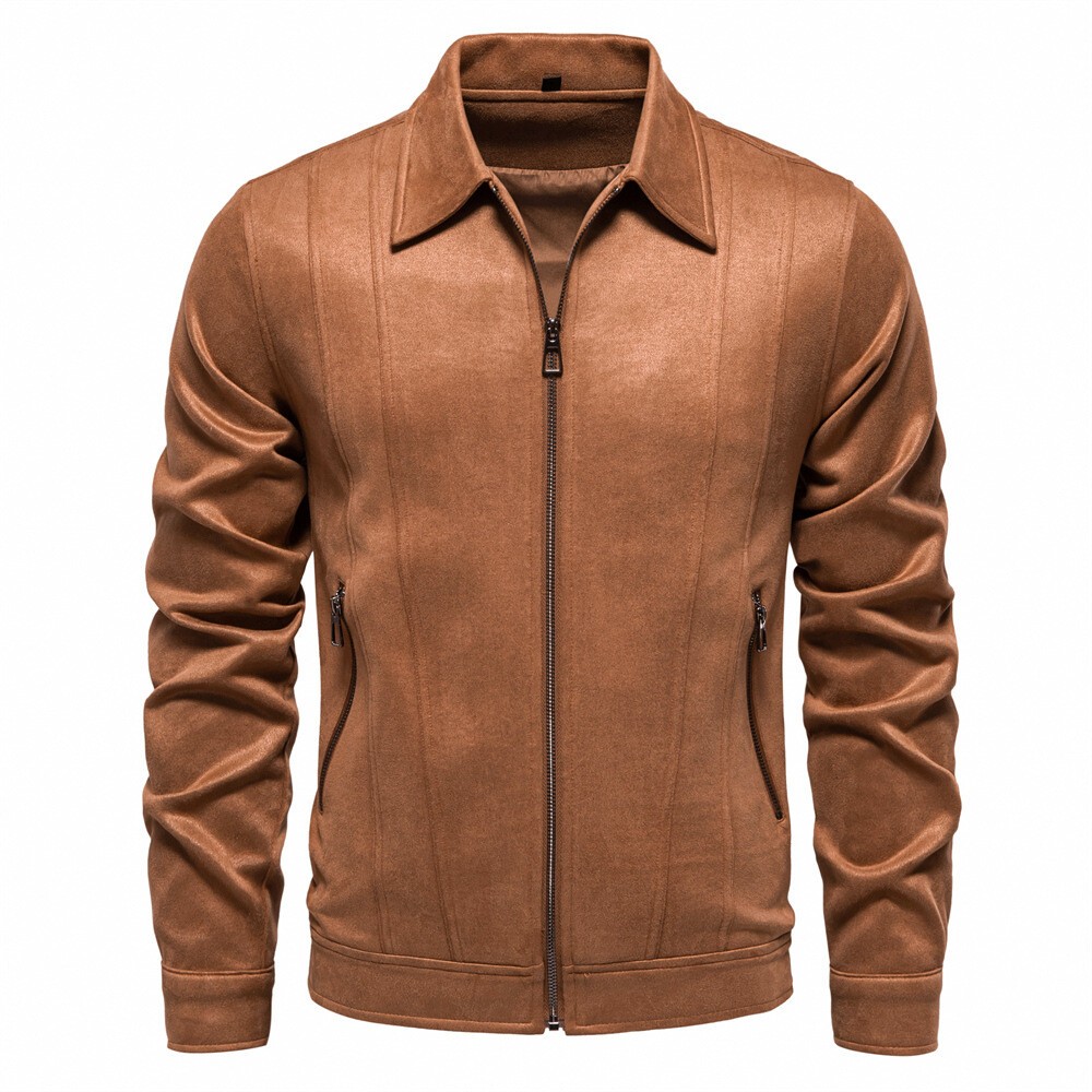 Mens Flight Jacket Lightweight Faux Suede Coat Sportwear Zipper Windbreaker
