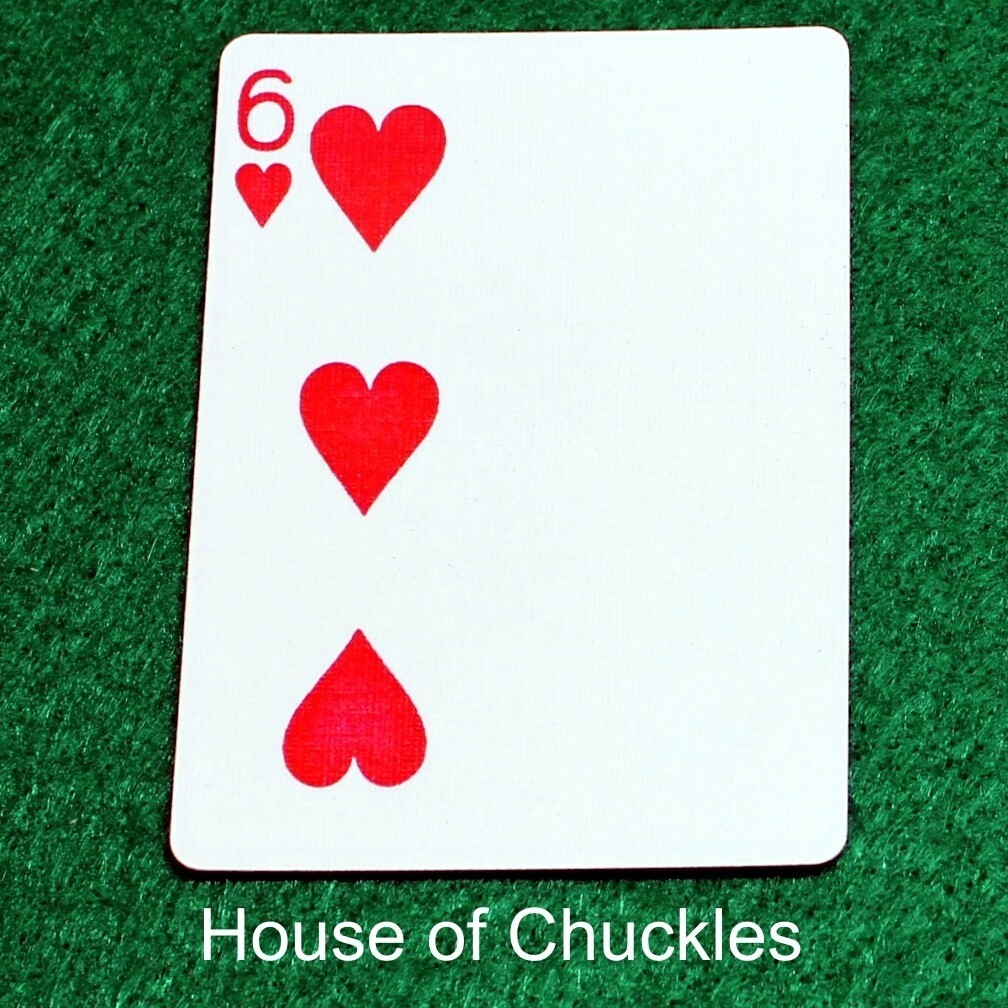 6 of Hearts | Blank - Half Vertical, Bicycle Printed Gaff Card, Red